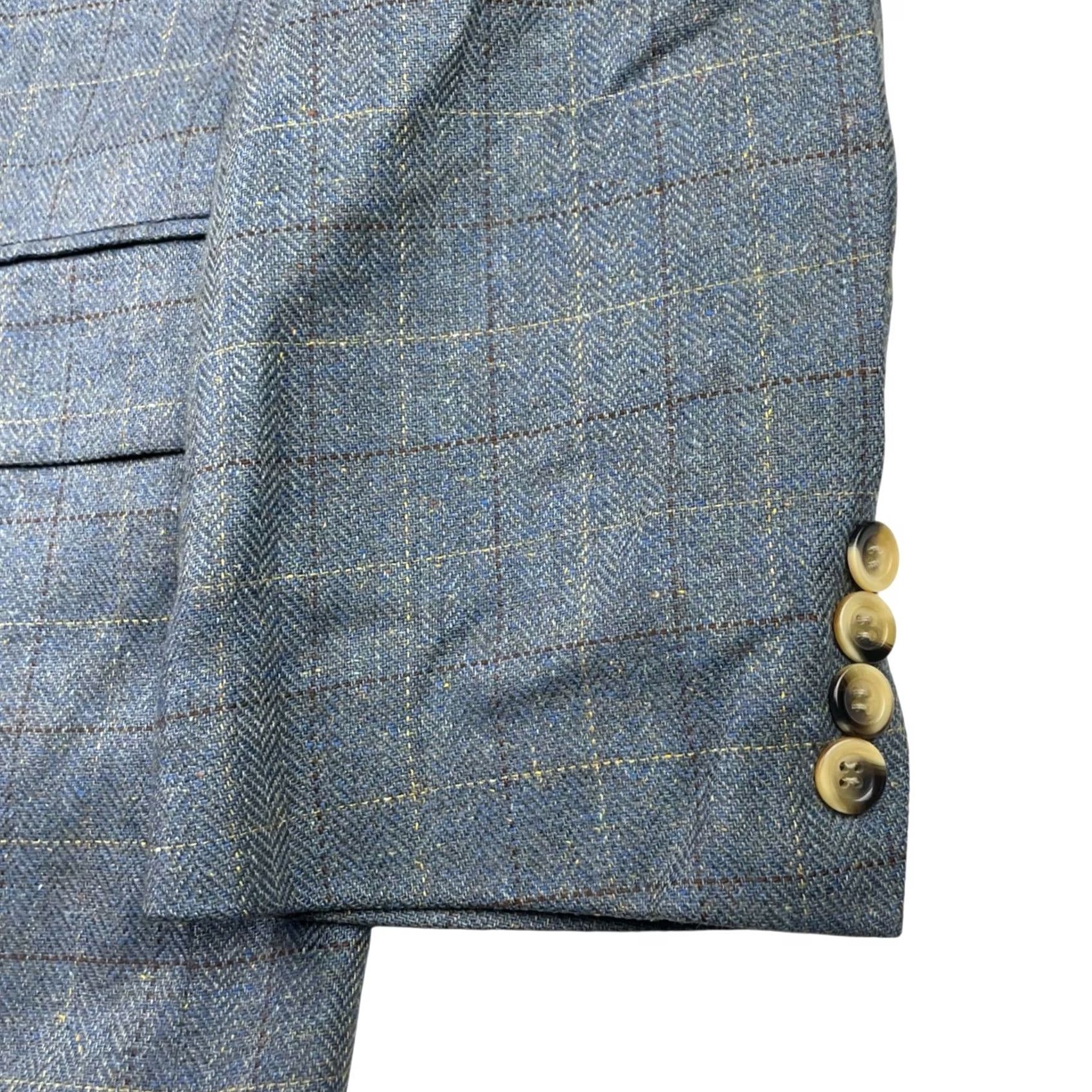 Nautica Nautica Men's Blazer 2-Button Single-Breasted Wool Plaid Navy Blue/Beige/Brown 42R Mens Size 42R - 4 Thumbnail