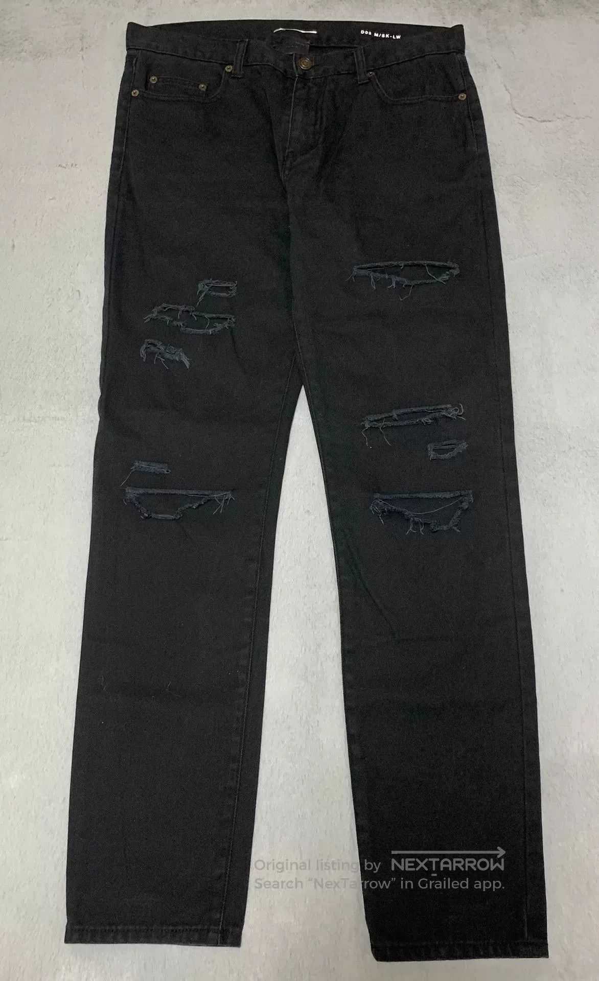 Saint Laurent Paris Saint Laurent Black Distressed Denim Pants. Size US 34 / EU 50 - 1 Thumbnail