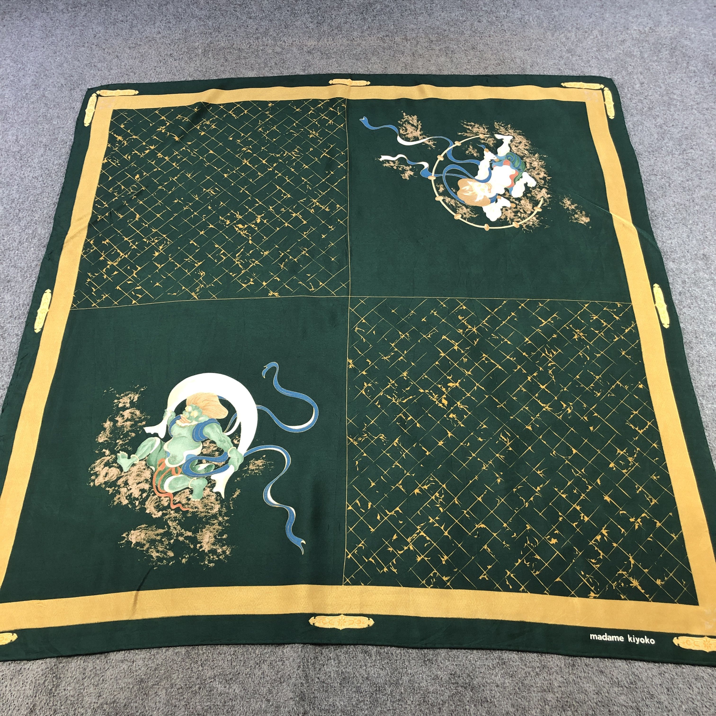 Vintage Vintage Madam Kiyoko Fujin Raijin Silk Scarf M1255 Size ONE SIZE - 2 Thumbnail