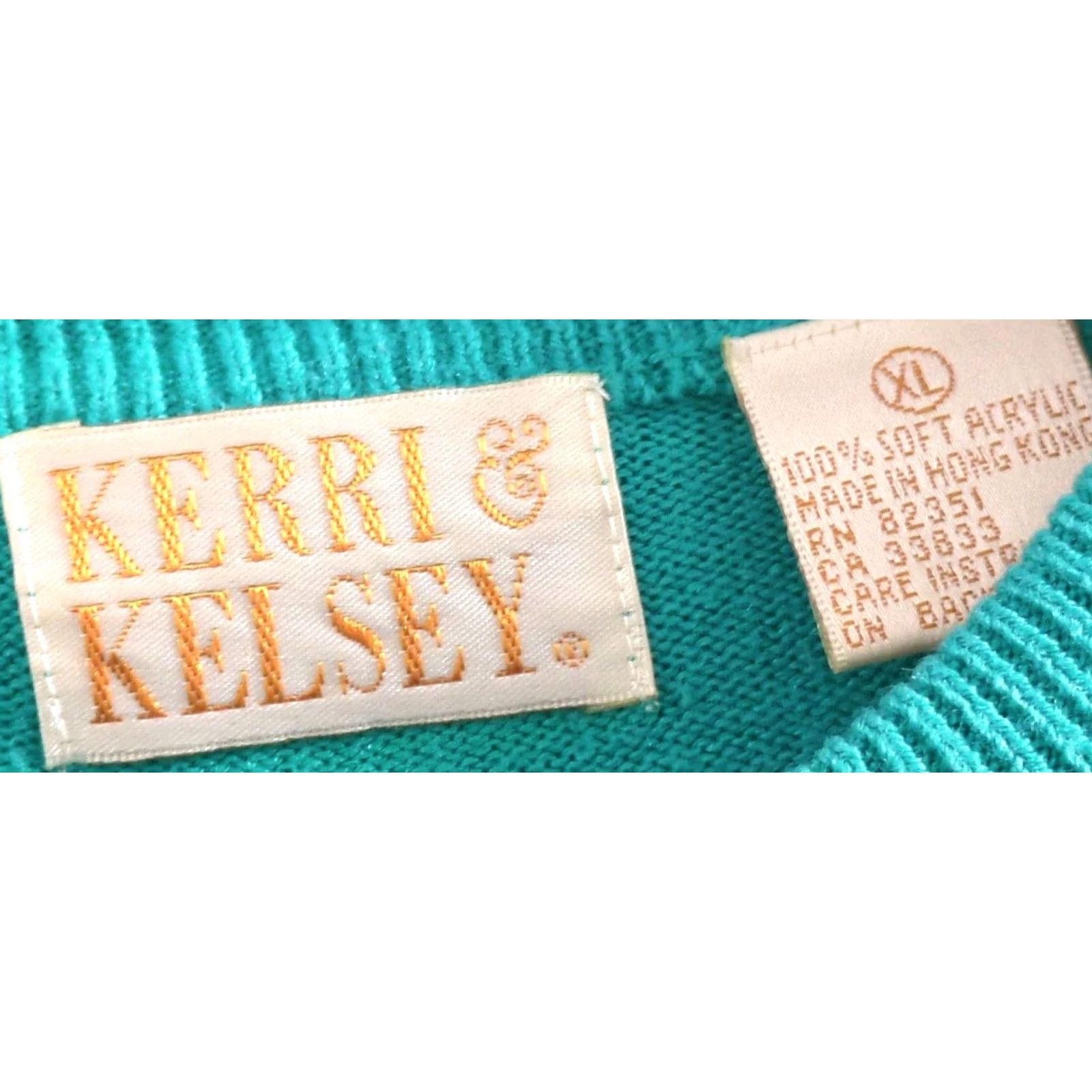Vintage VINTAGE Kerri & Kelsey Women Cardigan Sweater XL Turquoise 100% Soft Acrylic Buttons Knit Size XL / US 12-14 / IT 48-50 - 3 Thumbnail