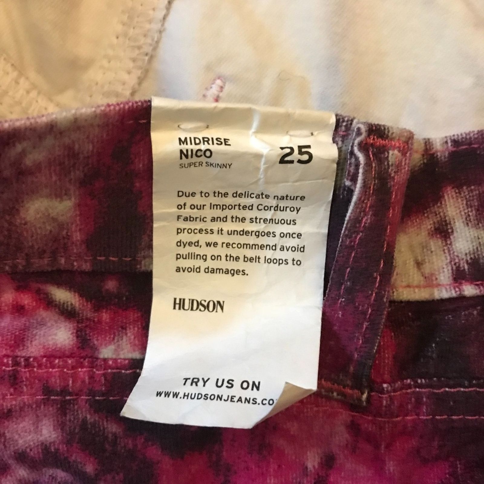 Hudson NEW Hudson Nico Pink Galaxy Super Skinny Corduroy Pants 25 Size 25" / US 0 / IT 36 - 9 Thumbnail