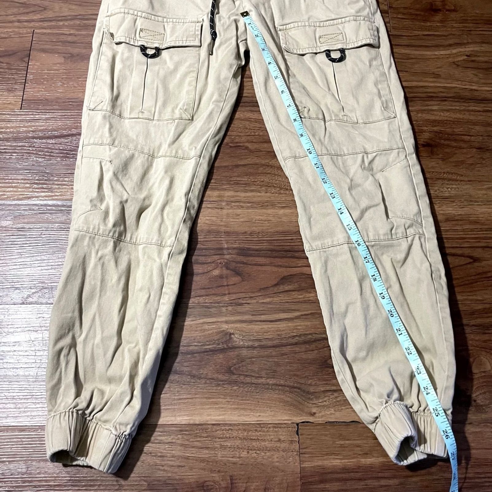 Ring Of Fire Ring of Fire Cargo Jogger Pants Men S Tan Khaki Elastic Waist Drawstring Stretch Size US 29 - 4 Thumbnail