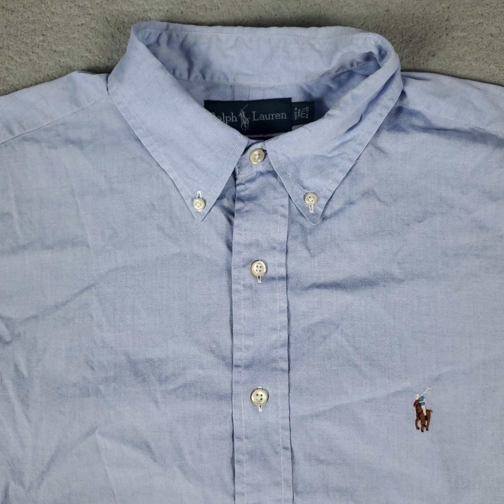 Ralph Lauren Ralph Lauren Shirt Mens 17.5 Blue Pony Dress Button Up Long Sleeve Dress Shirt Mens Regular Sleeve Long Blue Polo Shirt? Size 48R - 2 Thumbnail