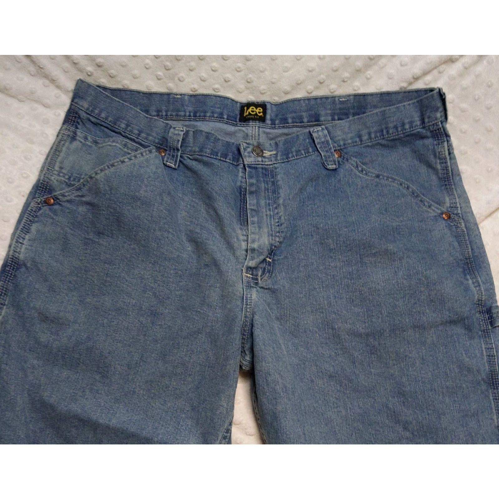 Lee Lee Jeans Mens 38x32 Blue Loose Fit Distressed Vintage Workwear Denim 90s Grunge Mexico Regular Rise Straight Jeans Mens Size US 38 / EU 54 - 4 Thumbnail