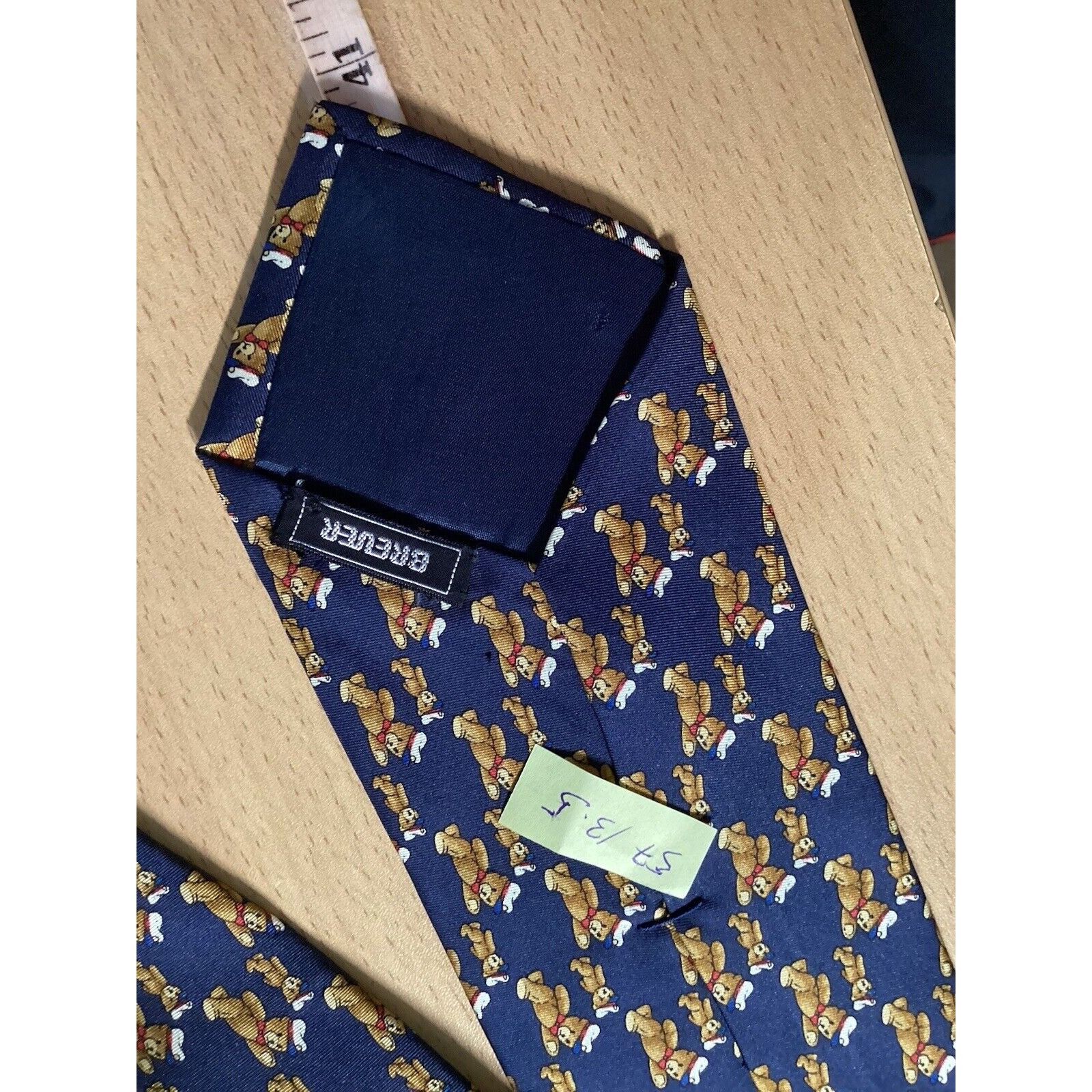 Breuer BREUER Blue Teddy Bear Print Luxury Silk Tie Hand Made In Fr Size ONE SIZE - 7 Thumbnail
