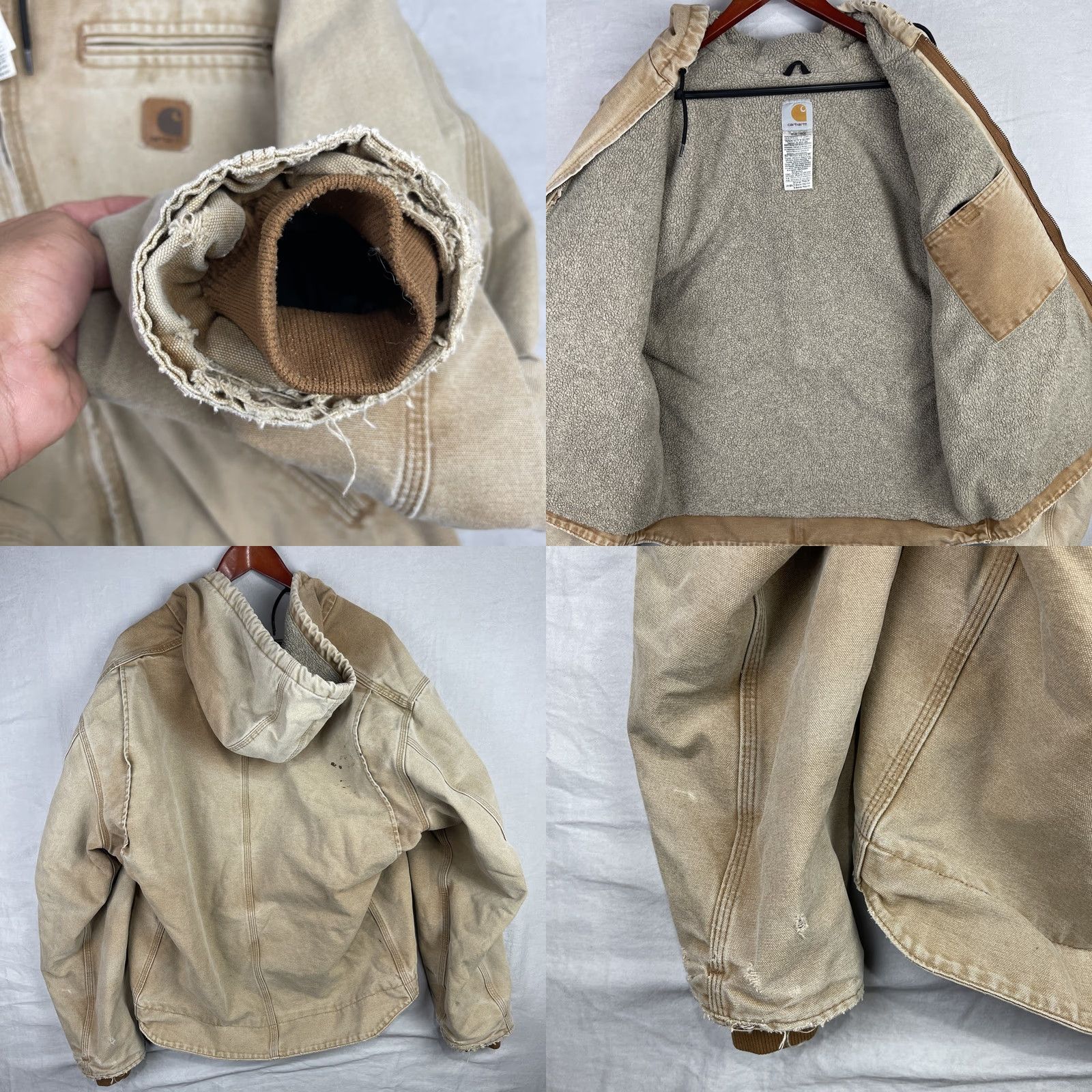Carhartt VINTAGE Carhartt Jacket Mens XL Brown Sherpa Lined Hooded Coat Workwear Zip Up J141 BRN Size US XL / EU 56 / 4 - 10 Thumbnail