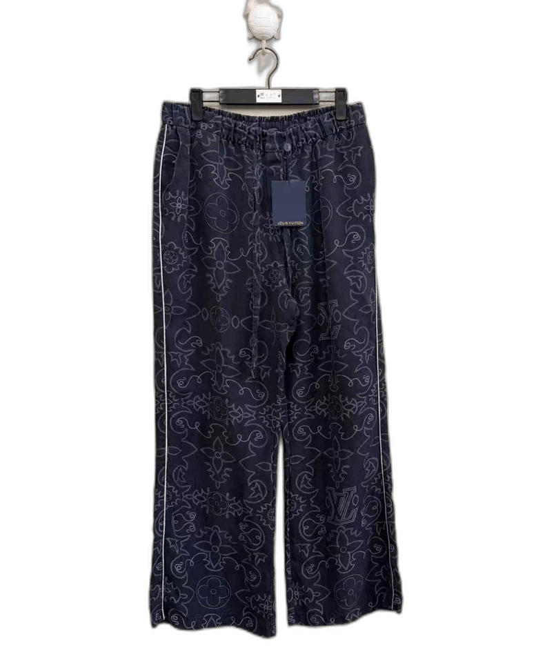 Louis Vuitton LOUIS VUITTON Black Gray Silk Logo Pants Size 38" / US 16 / IT 52 - 1 Thumbnail