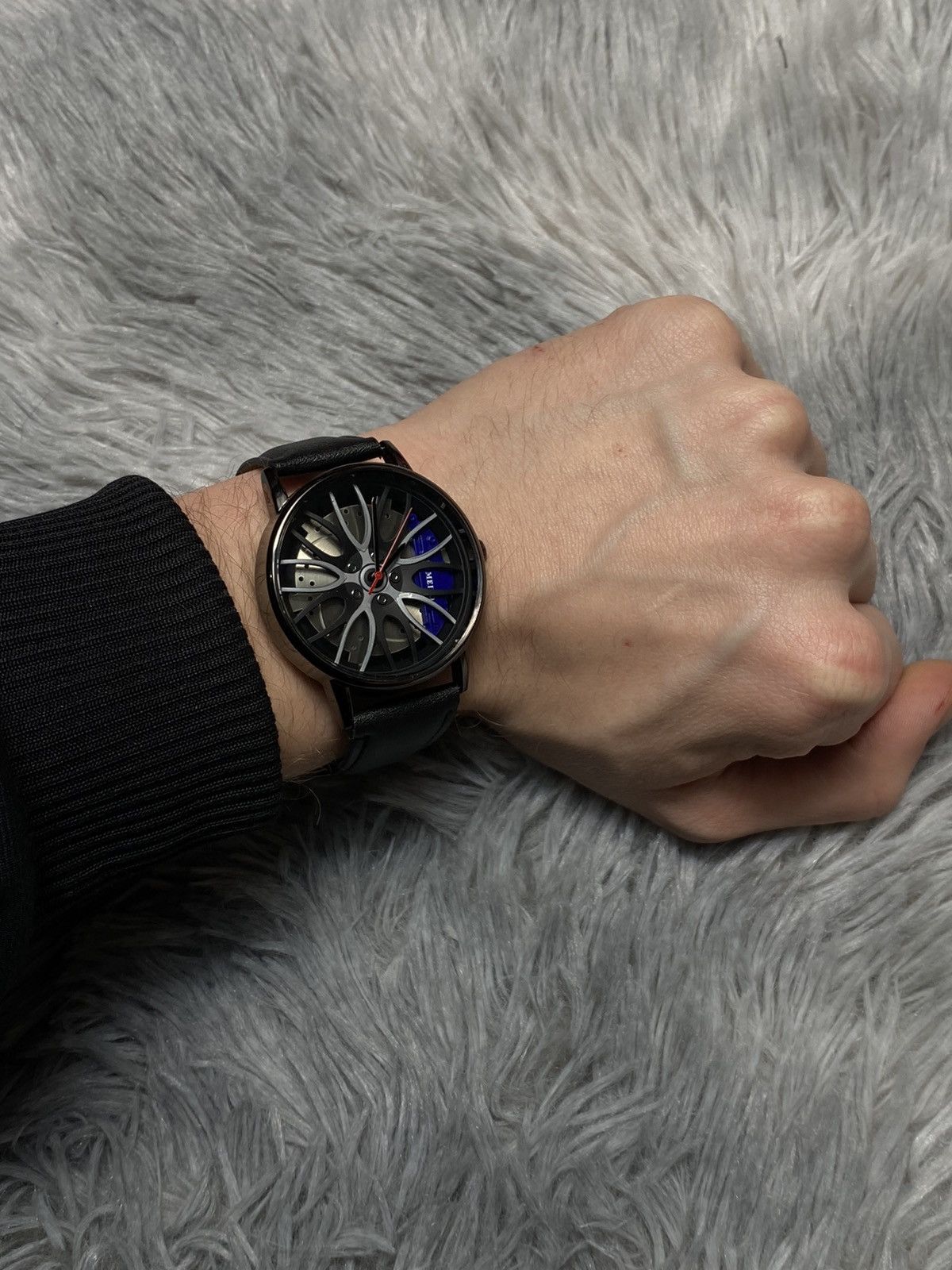 Japanese Brand × Jewelry Mechanical-Inspired Watch with Leather Strap Japanese Brand Size ONE SIZE - 2 Thumbnail
