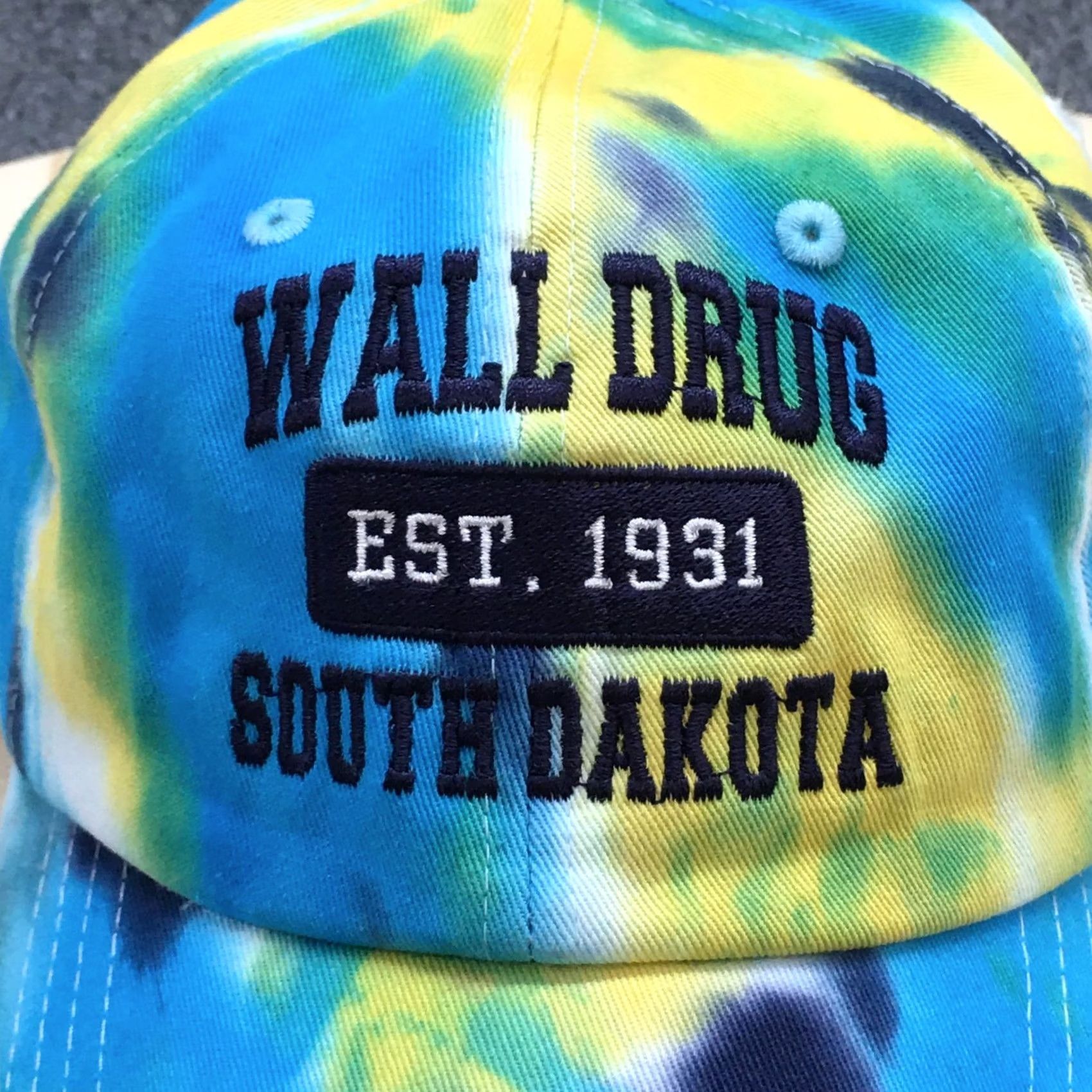 Walls Newhattan Wall Drug South Dakota Baseball Cap Unisex Blue Yellow OS Embroidered Size ONE SIZE - 3 Thumbnail