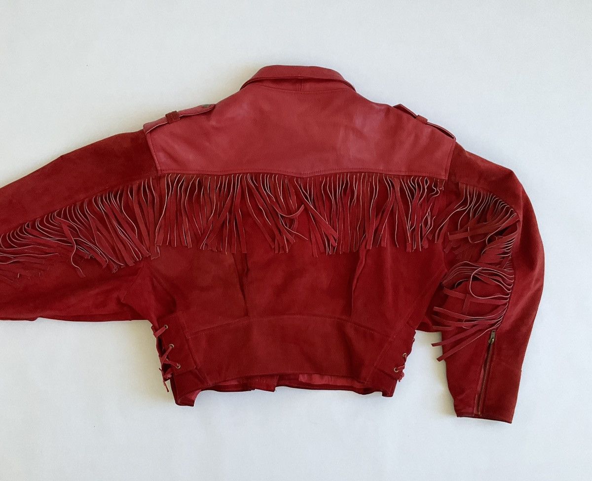 Vintage Vintage red leather jacket with bangs Size L / US 10 / IT 46 - 11 Thumbnail