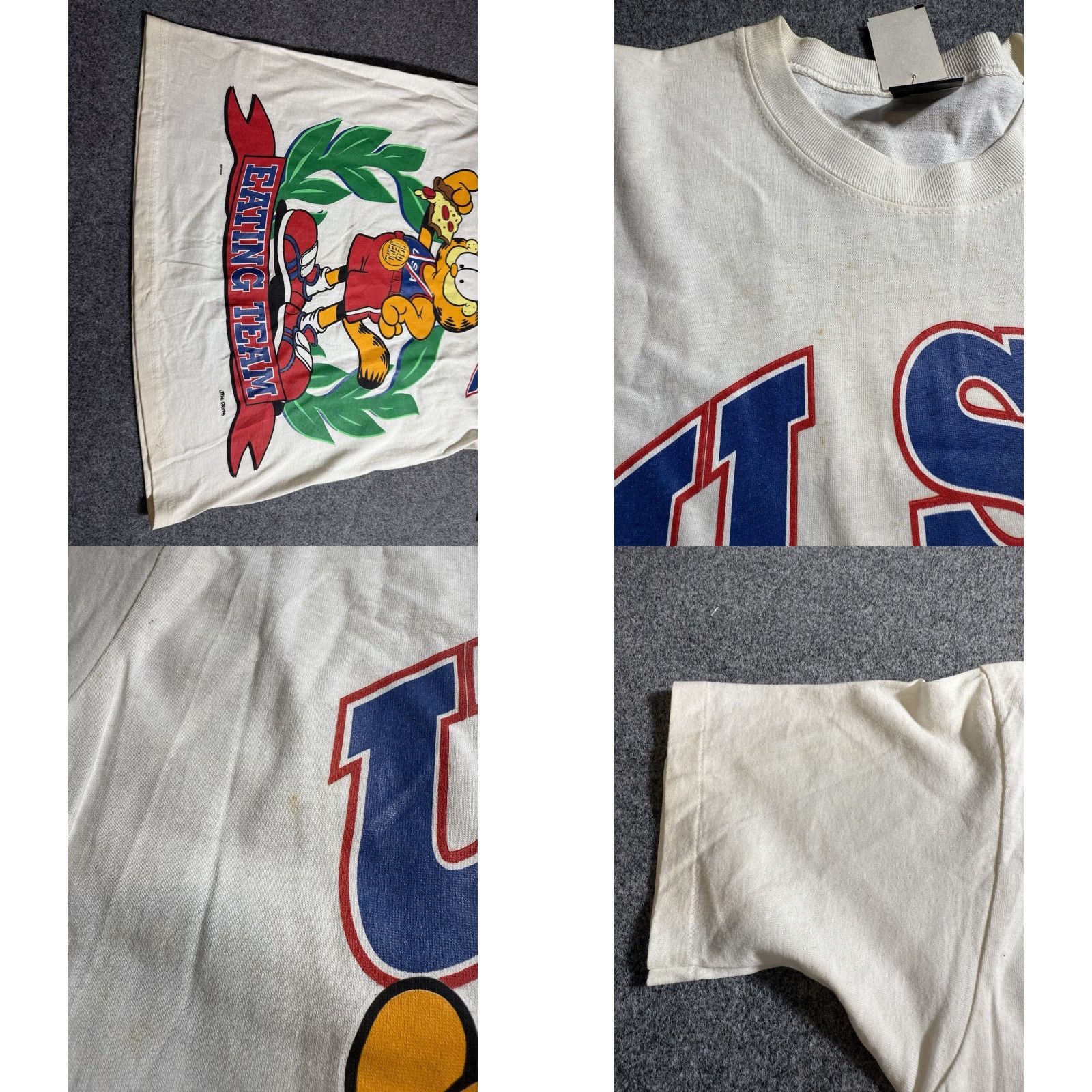 Vintage VINTAGE Garfield USA Eating Team Pizza Graphic Tee Shirt Mens Large NWT White Cotton Crew Neck Short Sleeve MEX Spring Ford USA Theme 90s Size US L / EU 52-54 / 3 - 8 Thumbnail