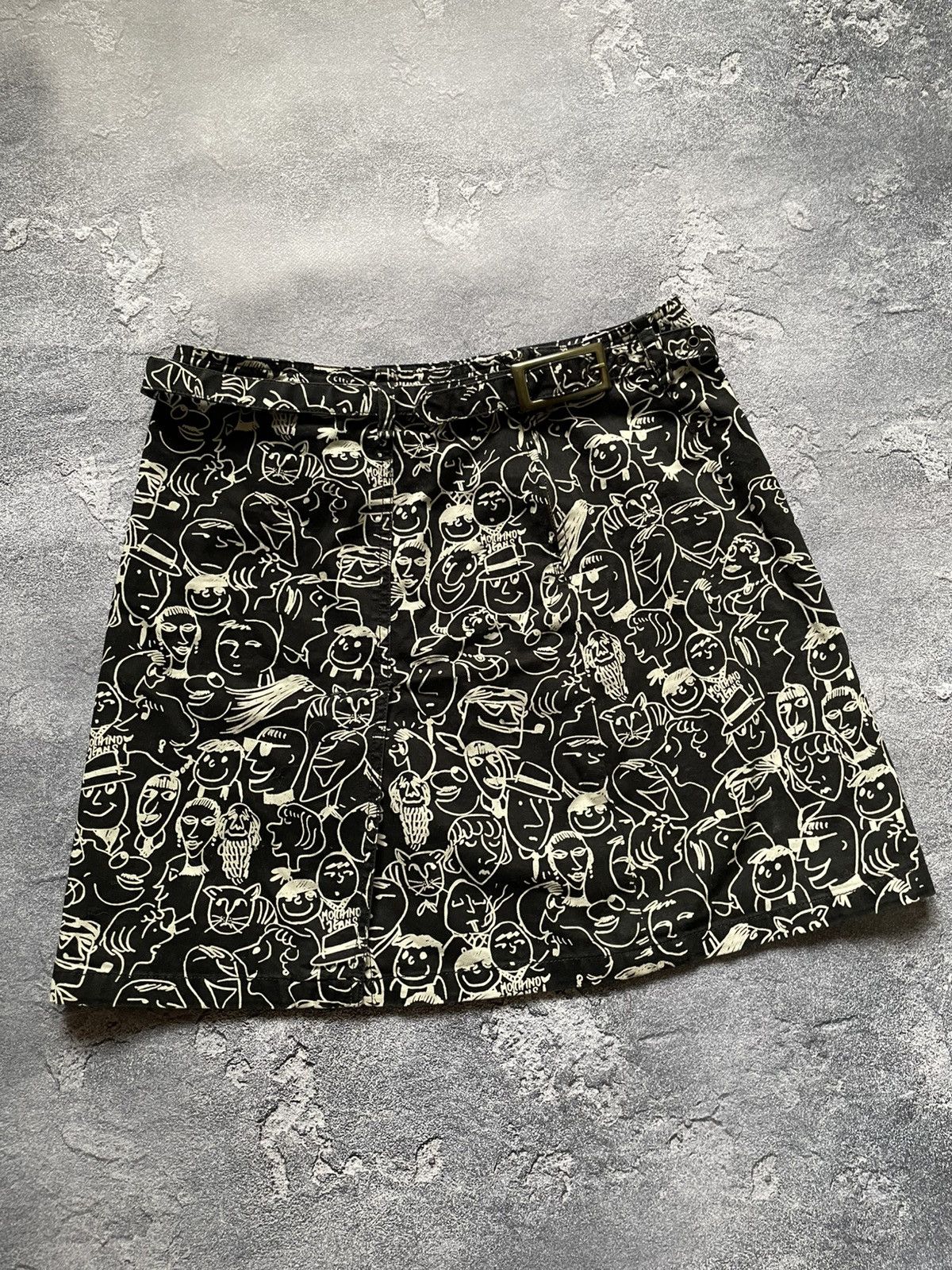 Moschino Vintage 90s Moschino Jeans Face Print Skirt Y2K Size 34" / US 12 / IT 48 - 2 Thumbnail