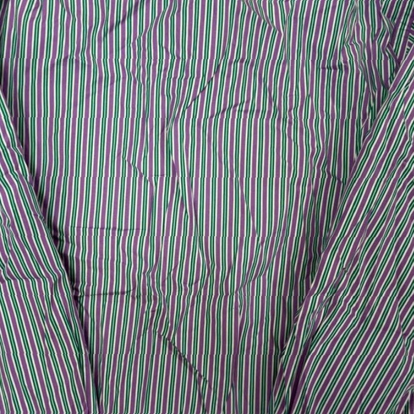 Polo Ralph Lauren VINTAGE Polo Ralph Lauren Classic Fit Pinstripe Button Down Dress Shirt Purple Green 16 34/35 Shirt Mens Adult L Purple Green Size 42R - 5 Thumbnail