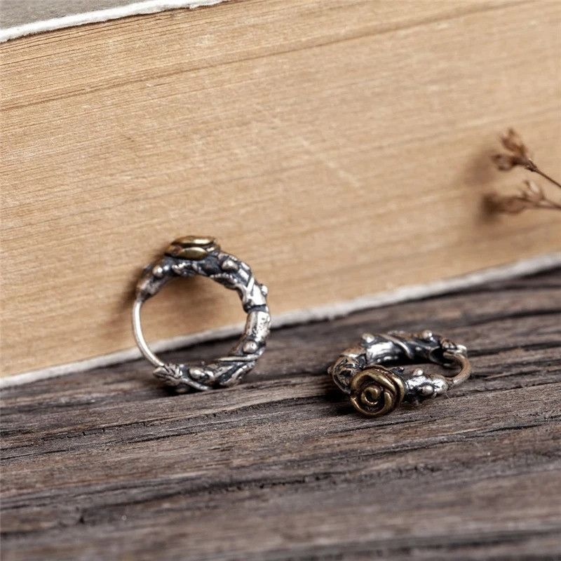 Jewelry Rose Thorn Hoop Earrings 925 Sterling Silver Jewelry Gift Size ONE SIZE - 2 Thumbnail