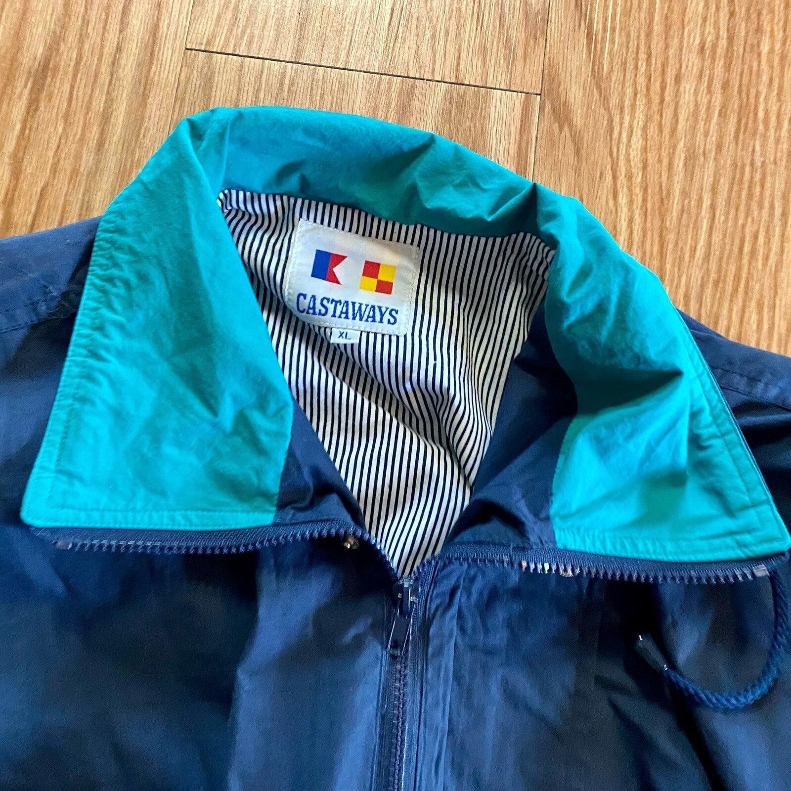 Castaway Clothing Castaways Vintage Blue Nautical Windbreaker Mens XLarge Size US XL / EU 56 / 4 - 4 Thumbnail