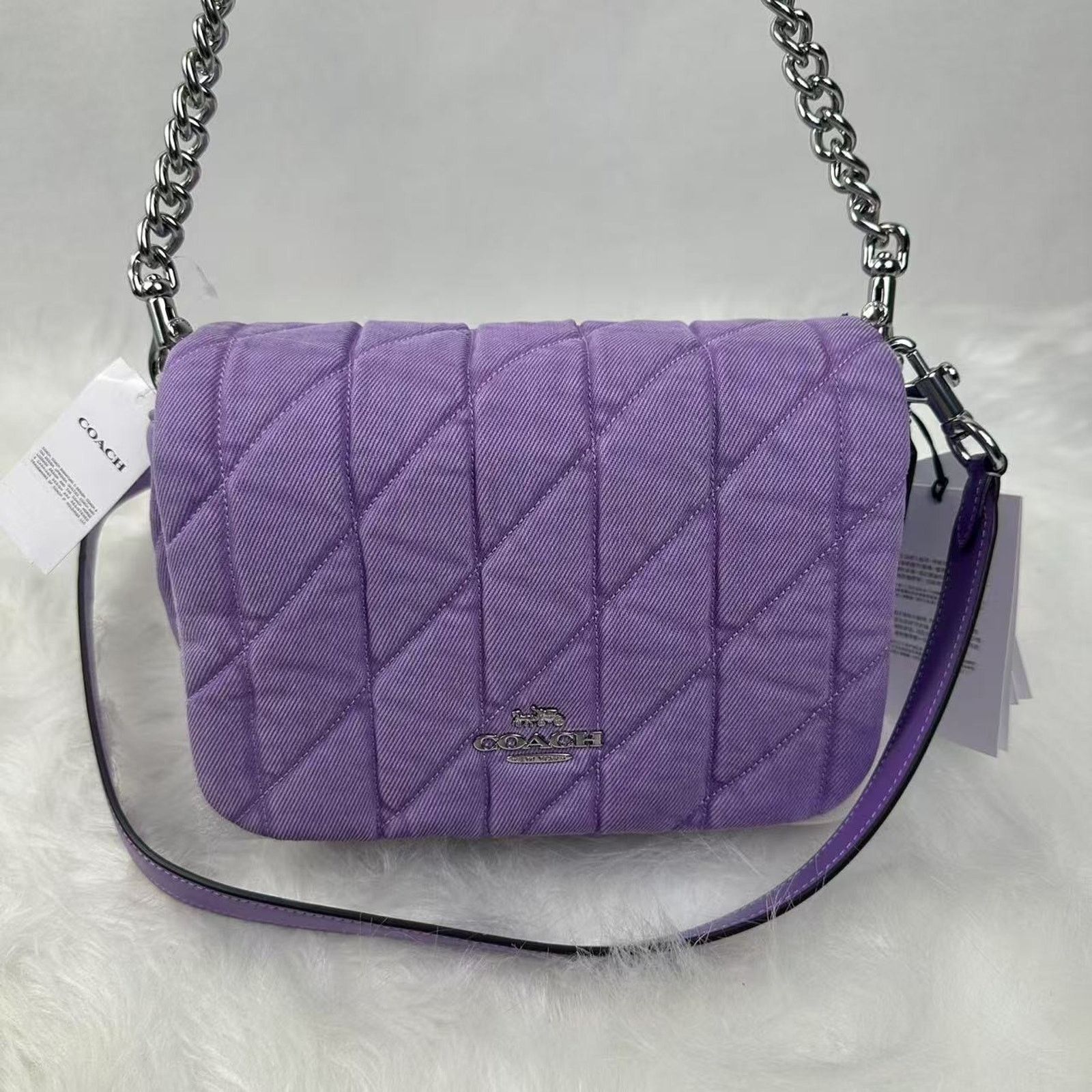 Coach Coach Quinn Shoulder/Crossbody Denim Leather/Silver/Iris NEW Size ONE SIZE - 1 Thumbnail