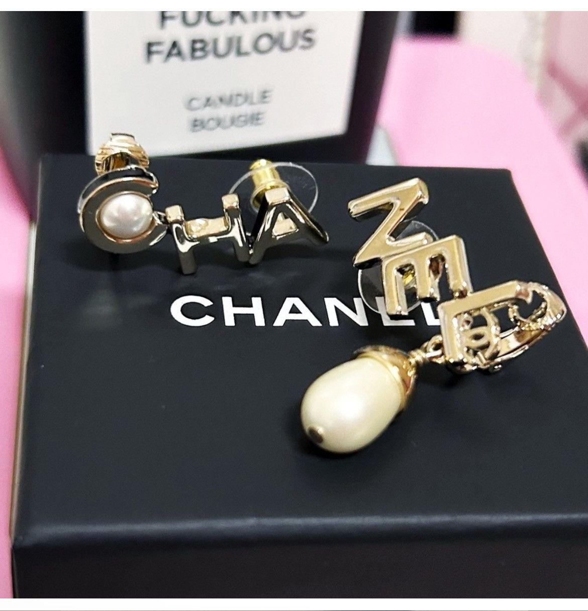 Chanel Authentic Chanel Lim Ed Pearl Logo Cuff / Climber Earrings Size ONE SIZE - 11 Thumbnail