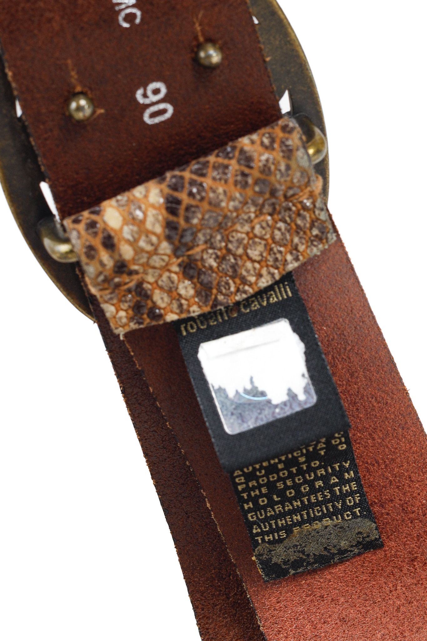 Just Cavalli Just Cavalli Brown Snakeskin-Texture Logo-Buckle Belt Size ONE SIZE - 6 Thumbnail