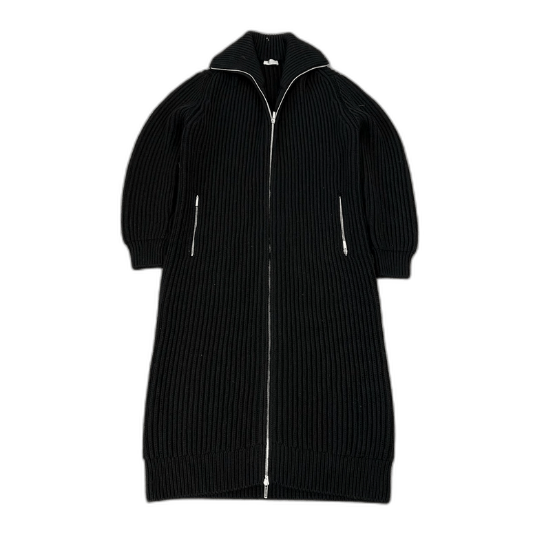 Dior Long Black ZipUp Wool Knit Coat-2506 Size M / US 6-8 / IT 42-44 - 1 Thumbnail