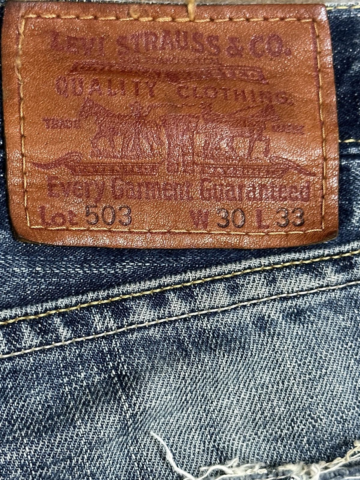 Levi's Vintage 90s Levis 503 Blue Mud Wash Style Distressed Jeans Size US 32 / EU 48 - 9 Thumbnail
