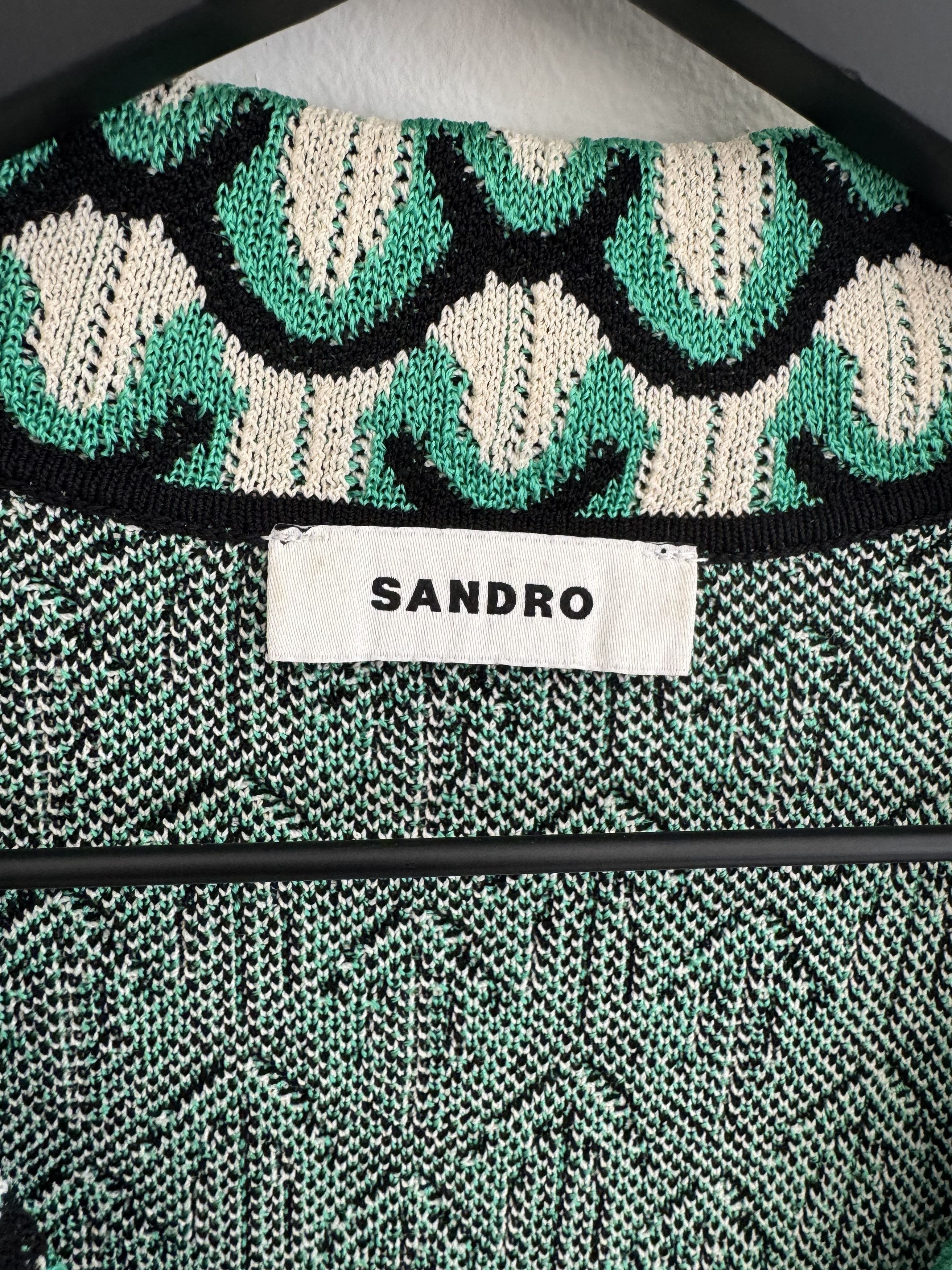 Green Sandro Geometric Knit Shirt