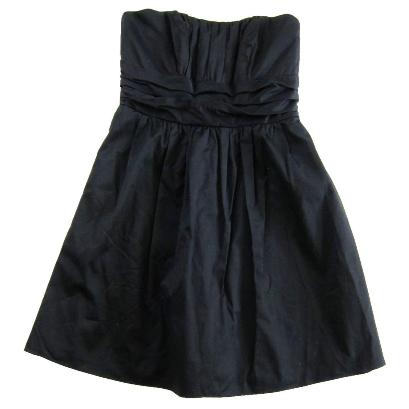Vintage David's Bridal Black 100% Cotton Strapless Ruched Short Dress Woman Size 10 with Pockets Size 32" / US 10 / IT 46 - 2 Thumbnail
