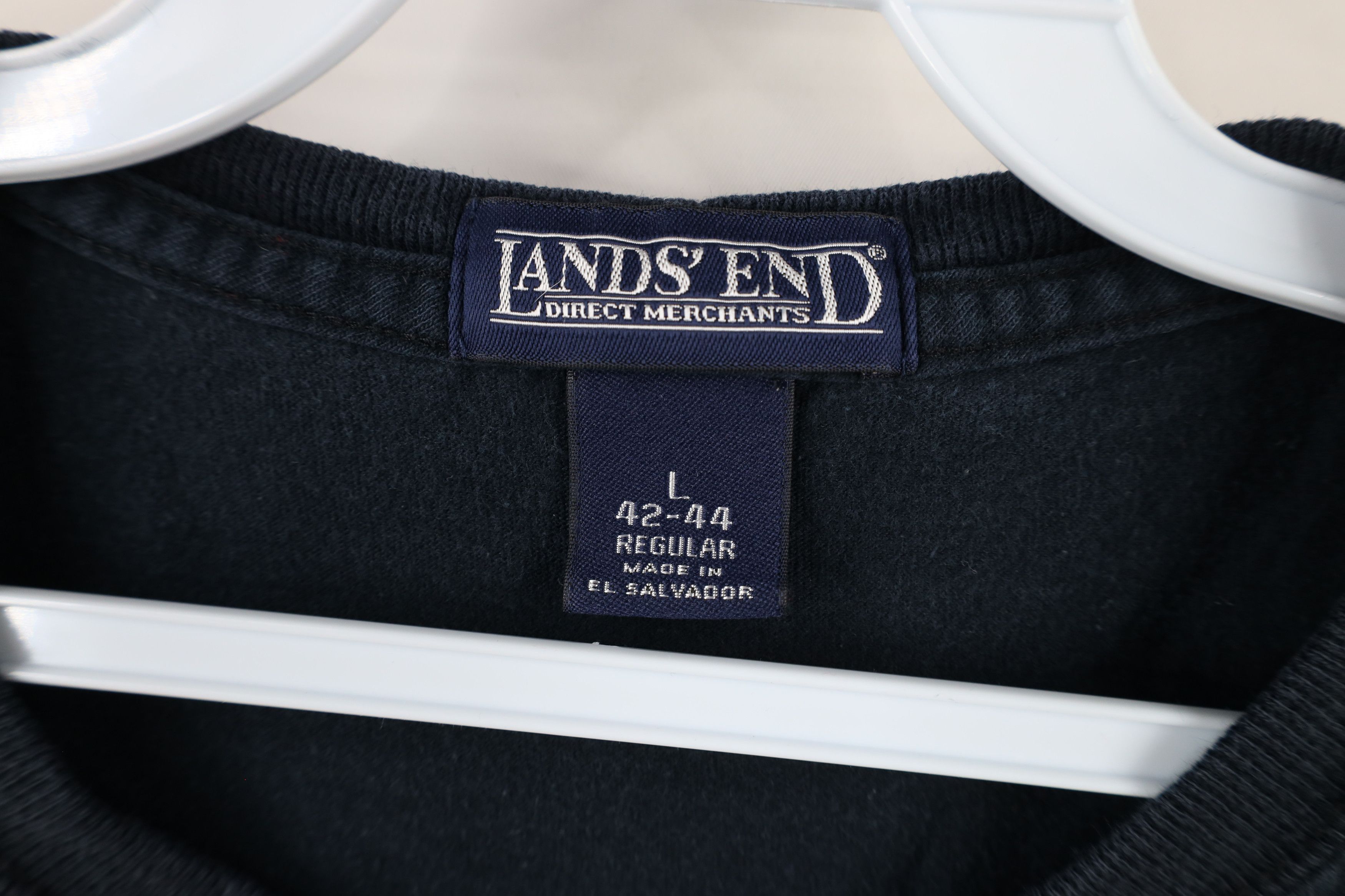 Lands' End × Vintage Vintage 90s Lands End Blank Cotton Pocket T-Shirt Black Size US L / EU 52-54 / 3 - 7 Thumbnail