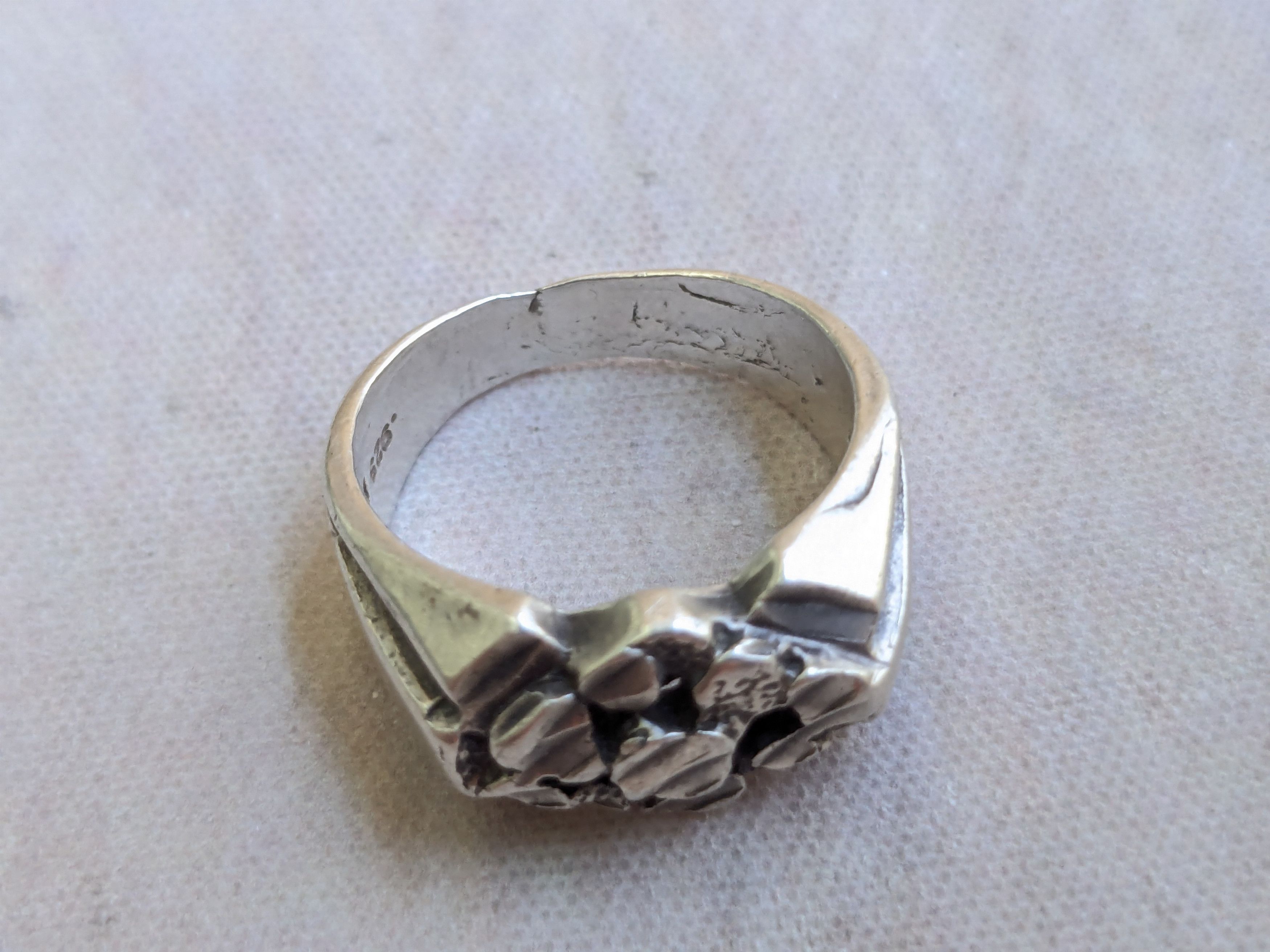 Jewelry Vintage Sterling Silver Nugget Ring 9 Brutalist Size ONE SIZE - 5 Thumbnail