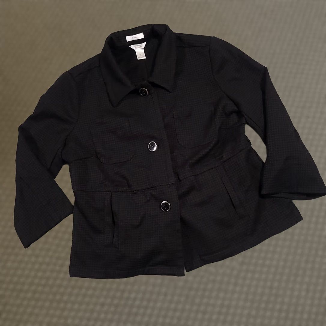 Vintage Christopher & Banks Blazer Jacket Black Women's S Button Up Stretch Jacket Size S / US 4 / IT 40 - 1 Thumbnail