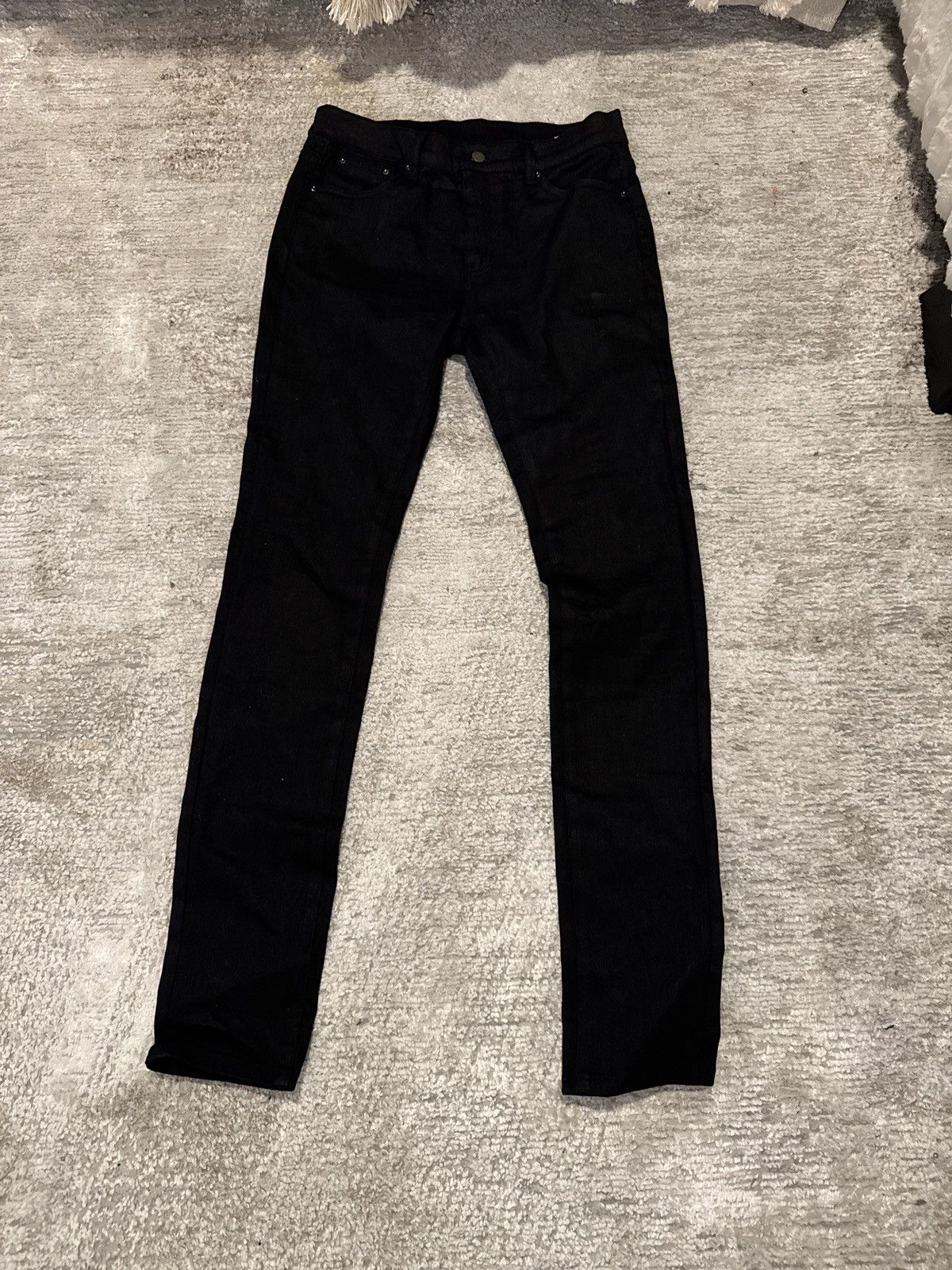 Black skinny wax jeans