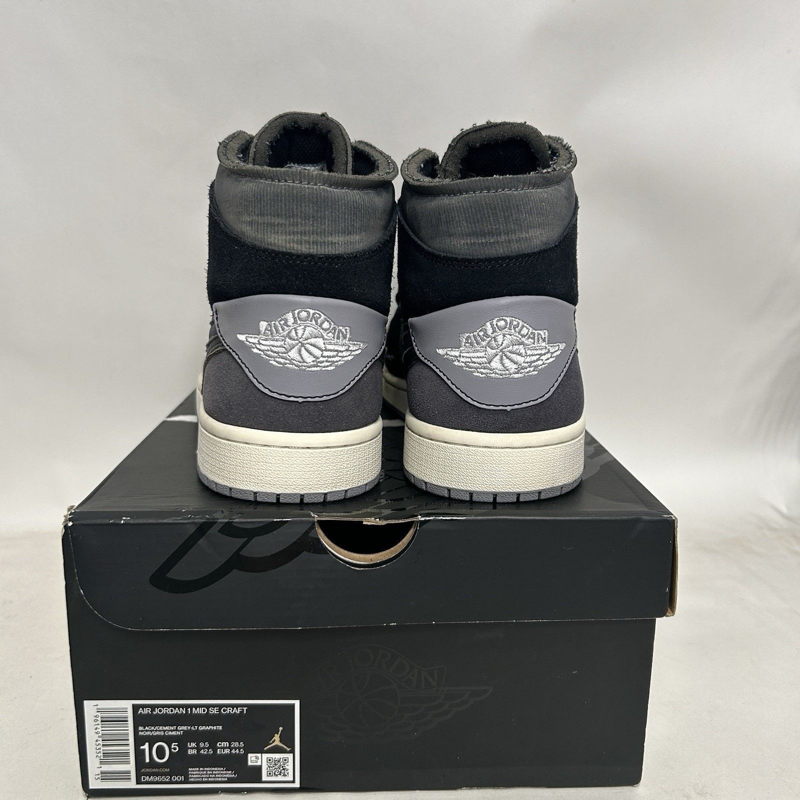 Nike Nike Air Jordan 1 Mid Craft Inside Out “Black Cement Grey” Size US 10.5 / EU 43-44 - 5 Thumbnail