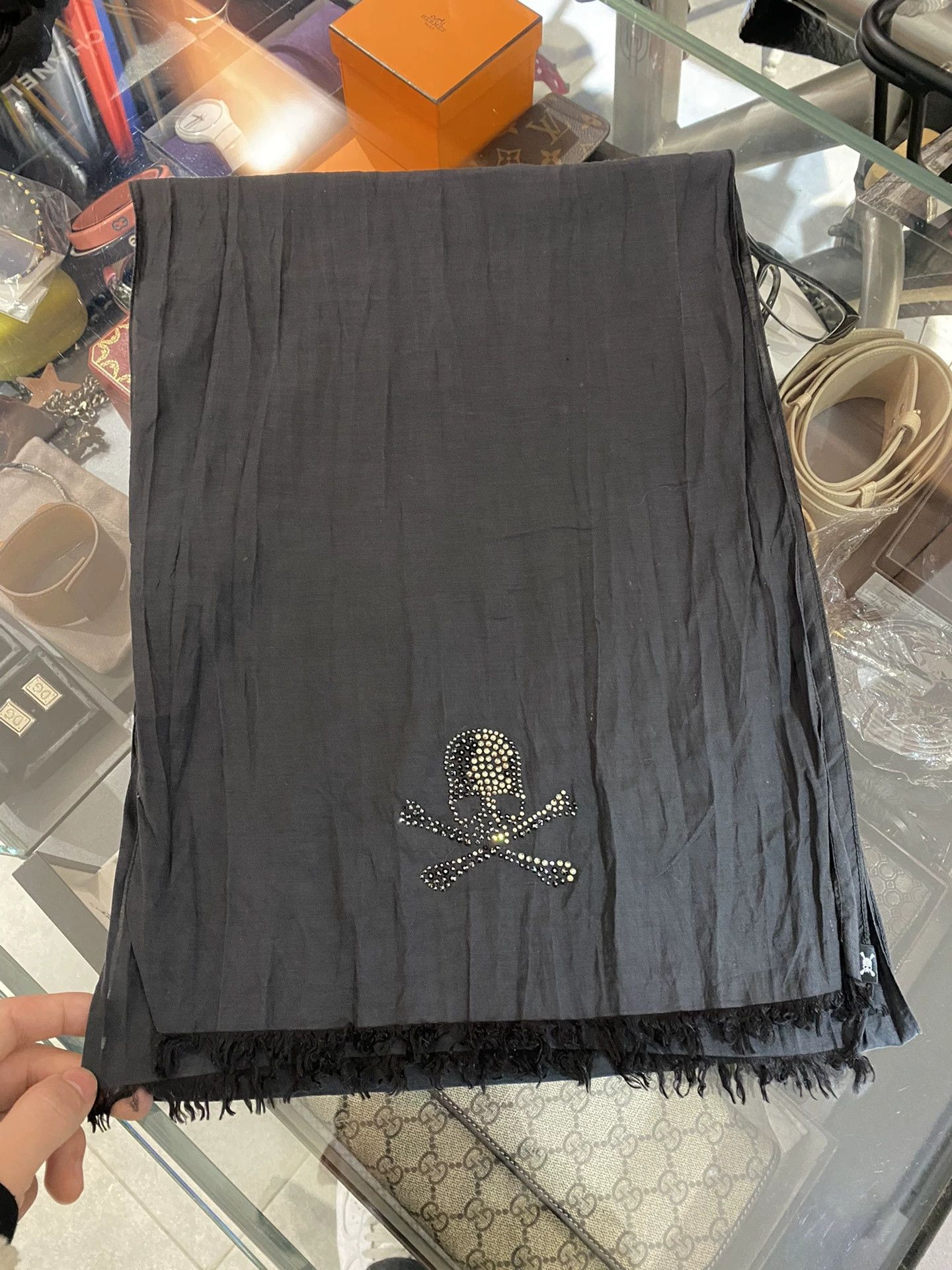 Roen Roen Pre-Owned Uni Rhinestone Skull Scarf Size ONE SIZE - 1 Thumbnail