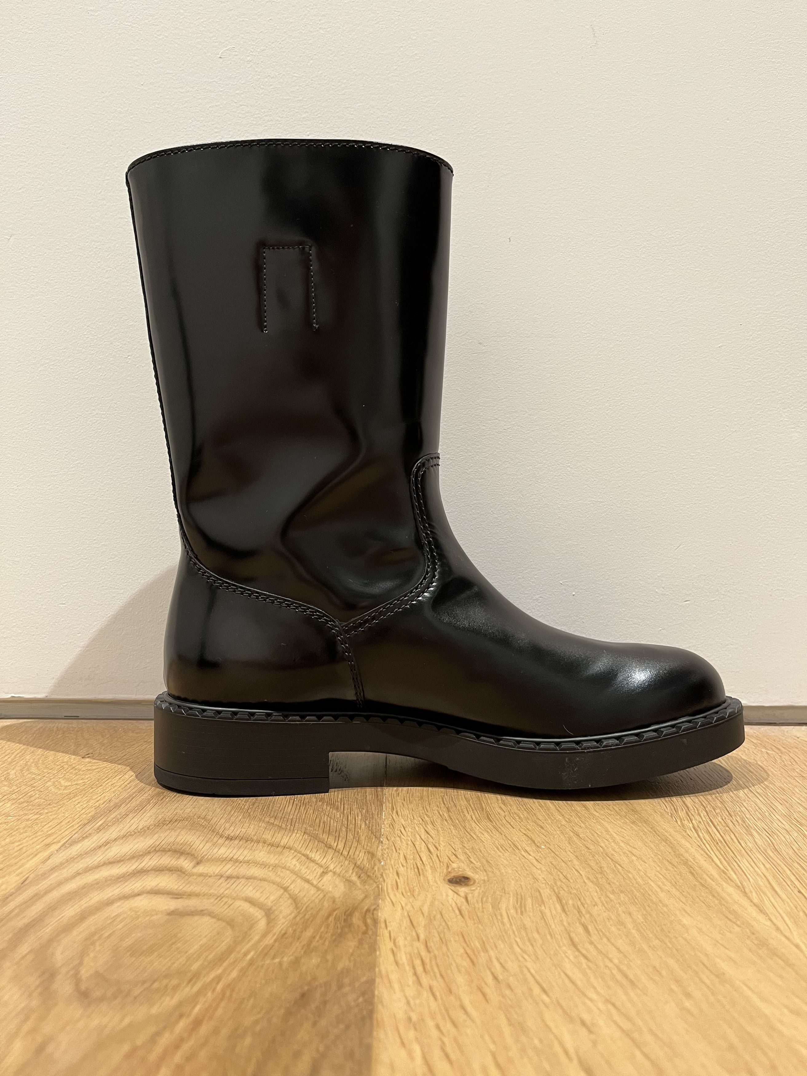 Prada Prada Brushed Finish Mid Calf Boots Black Grailed