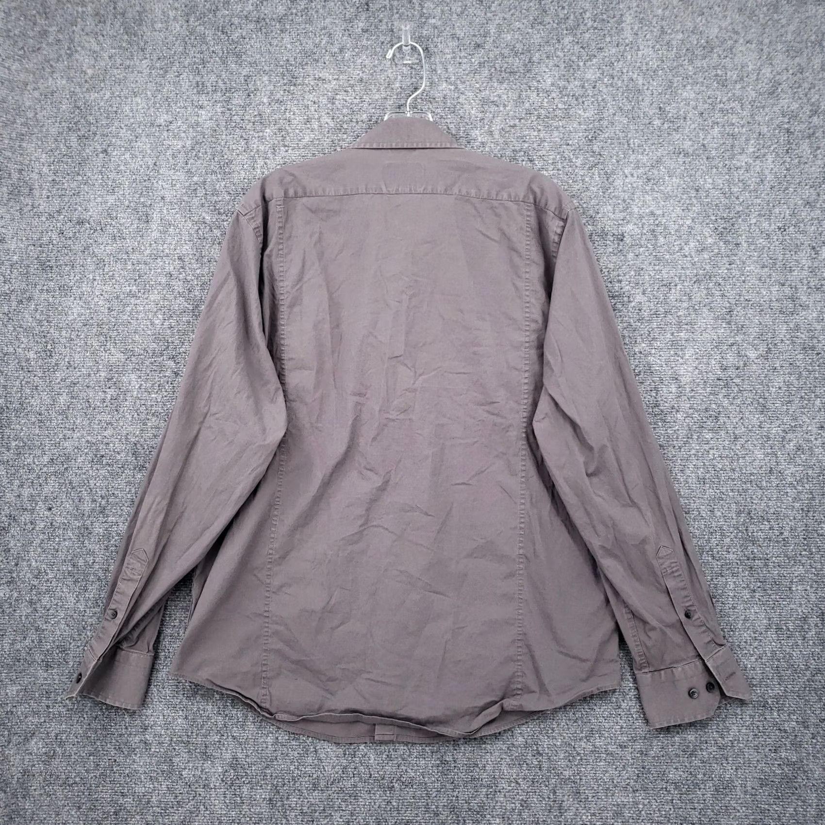 Express Express Button Up Shirt Mens Large Gray Military Stretch Modern Fit Size US L / EU 52-54 / 3 - 2 Thumbnail