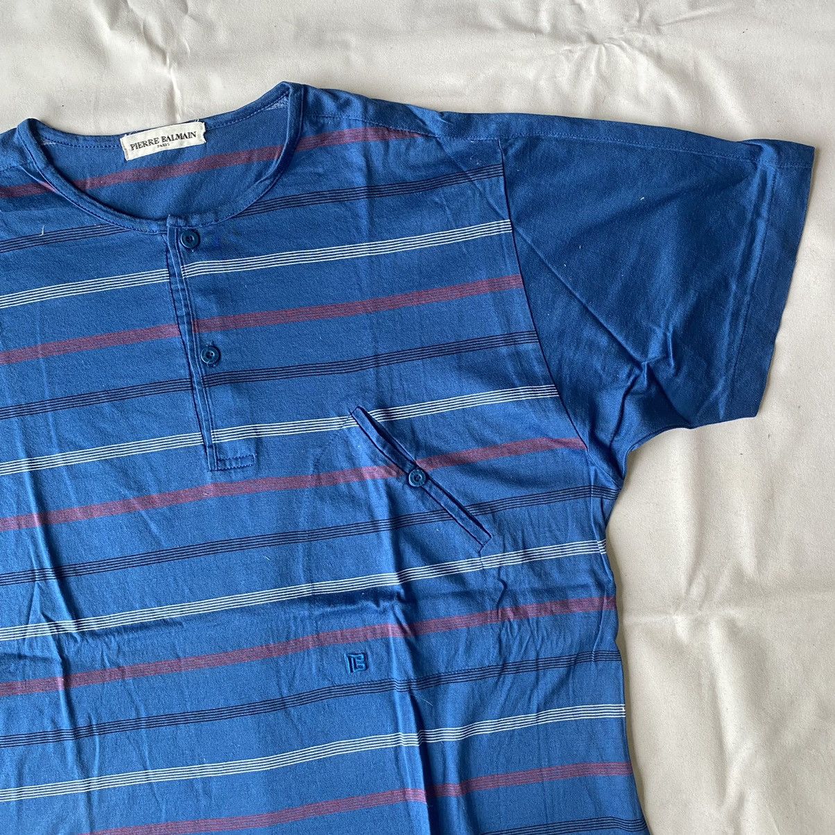 Japanese Brand × Pierre Balmain × Vintage Japan Market Pierre Balmain Paris Striped Henley Tees Size US M / EU 48-50 / 2 - 4 Thumbnail