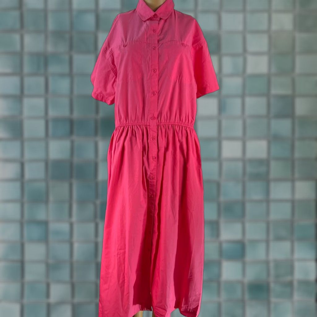 Pinko VINTAGE Andrew Harvey Womens Pink Shirt Dress Short Sleeves Collared Size 14 Size XL / US 12-14 / IT 48-50 - 1 Thumbnail