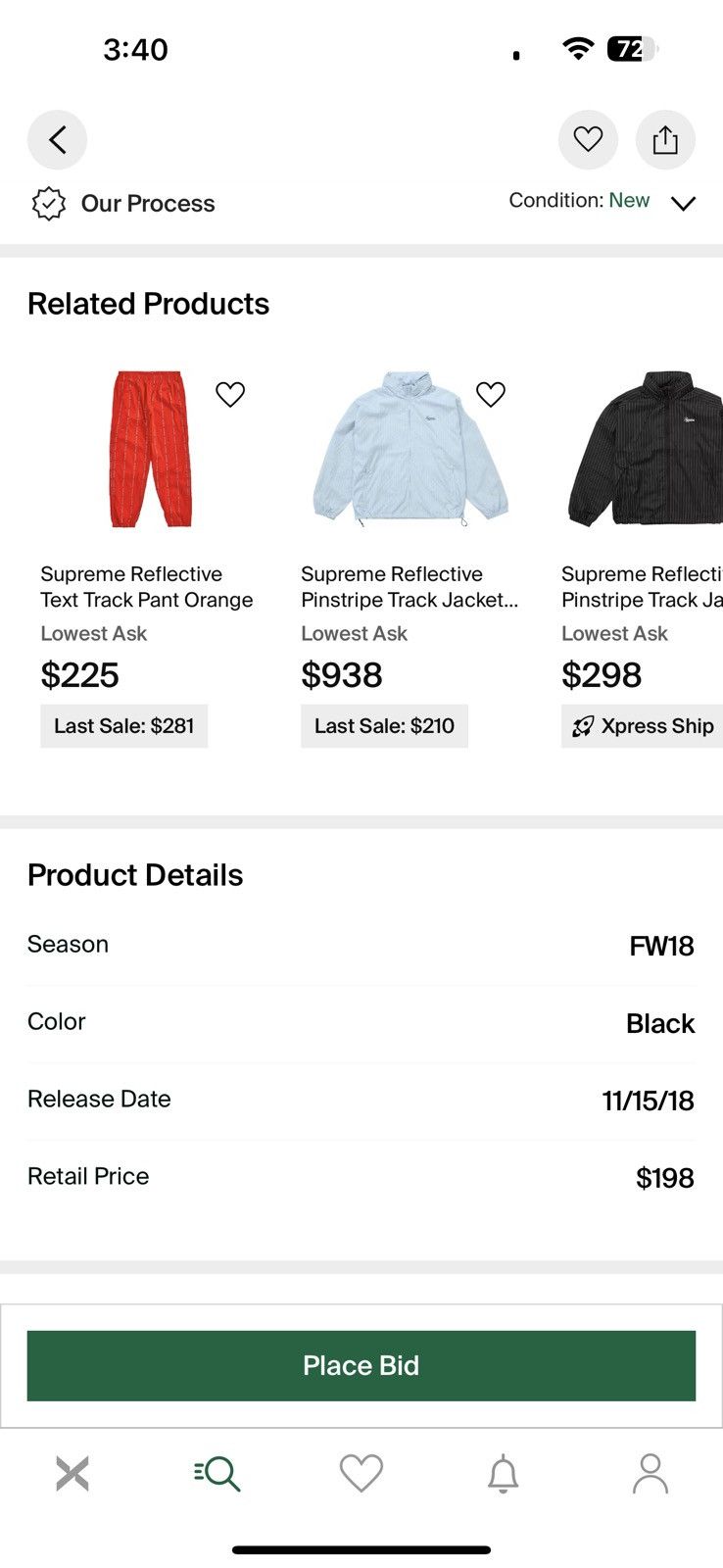 Supreme Supreme Reflective Text Track Jacket - Black Size Medium Size US M / EU 48-50 / 2 - 9 Thumbnail