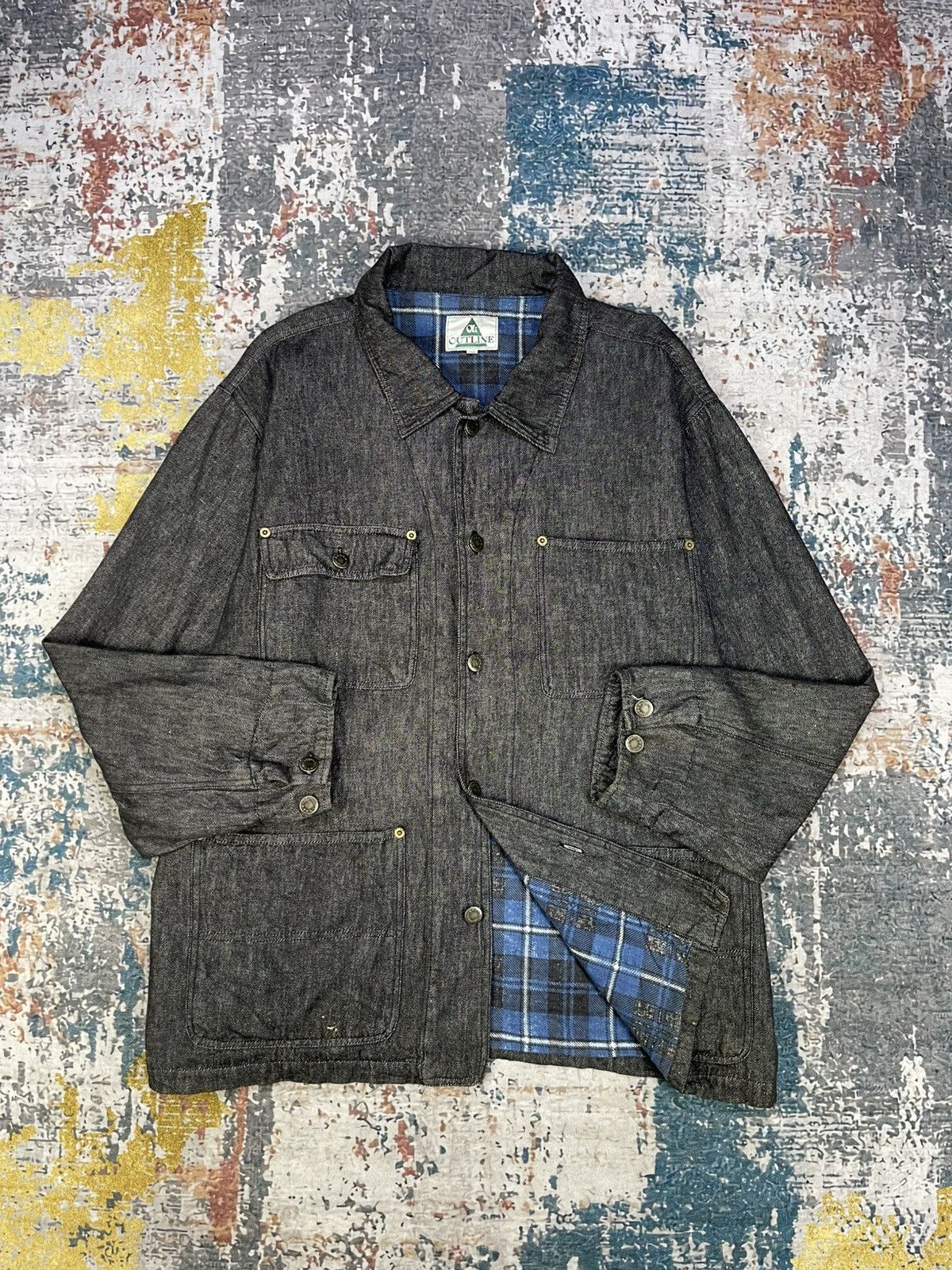 Japanese Brand Vtg Outline Chambray Flannel Lining Chore Jackets Size US M / EU 48-50 / 2 - 1 Thumbnail