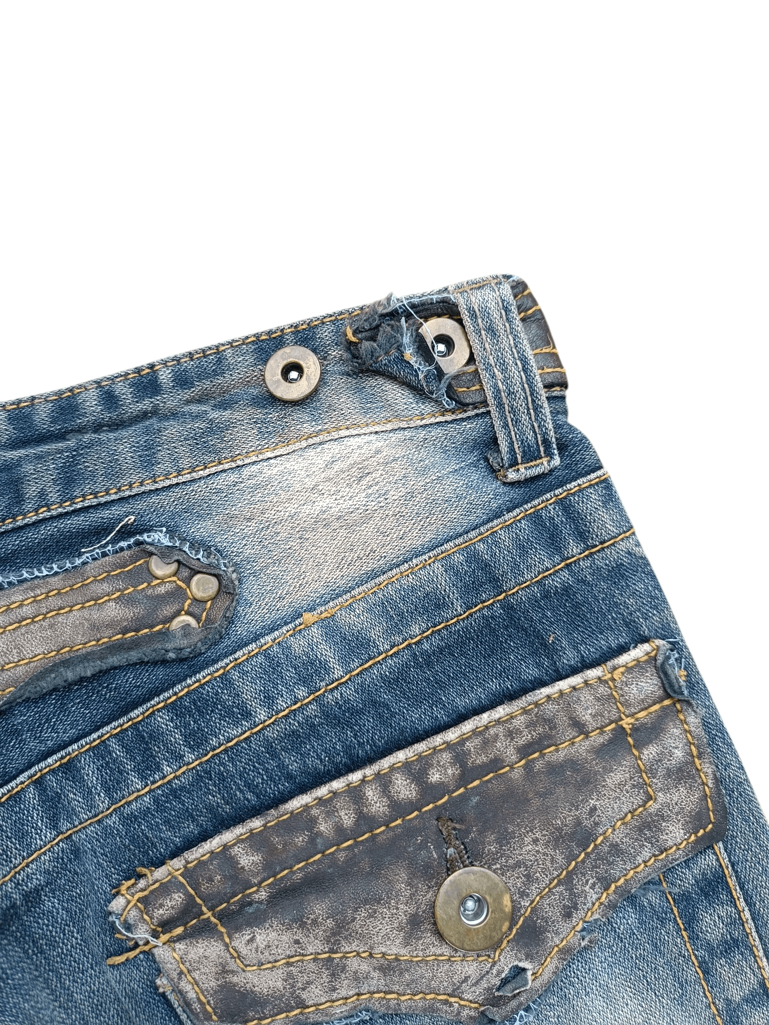Japanese Brand FLARED🔥Japanese Brand LIMITED Distressed Buckle Back Denim Size US 32 / EU 48 - 24 Thumbnail