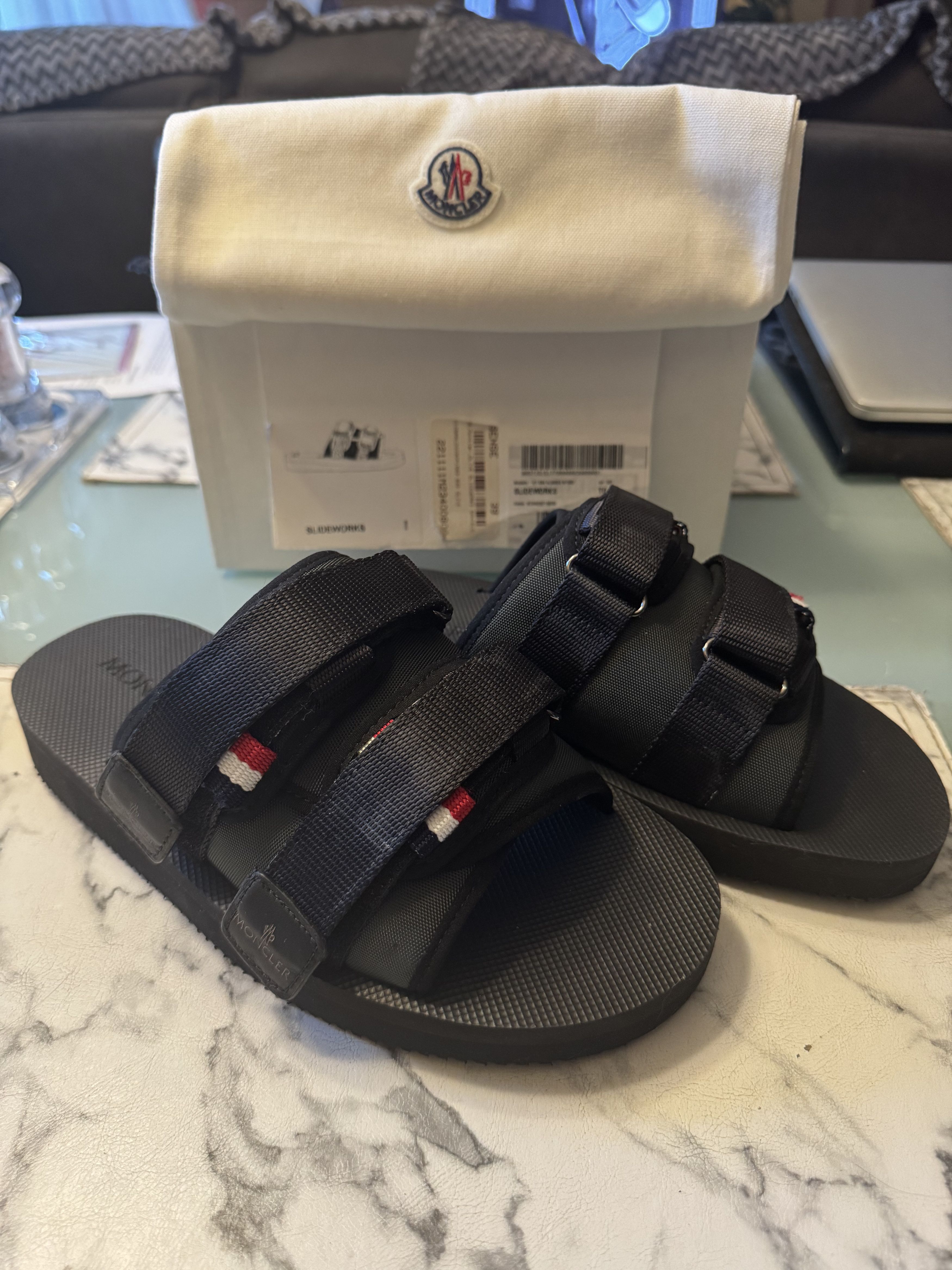 Moncler Khaki + Black sandals NEW 2025 Size US 7 / EU 40 - 1 Thumbnail