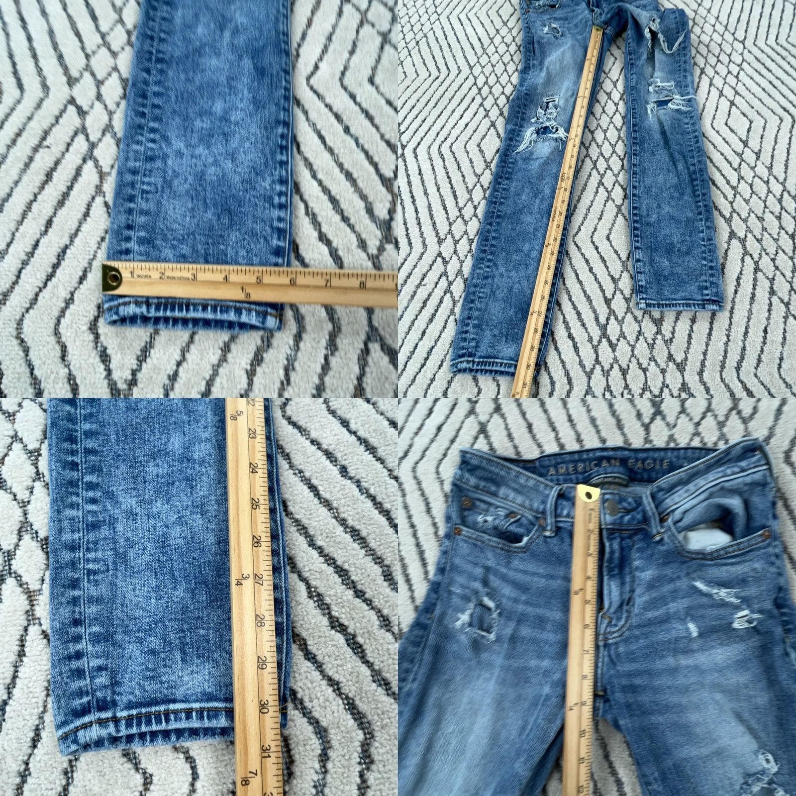 American Eagle Outfitters American Eagle Outfitters Jeans Men 29x32 Skinny Fit Distressed 5-Pocket Denim Blue Medium Wash Logo Belt Loops Zipper Size US 29 - 8 Thumbnail