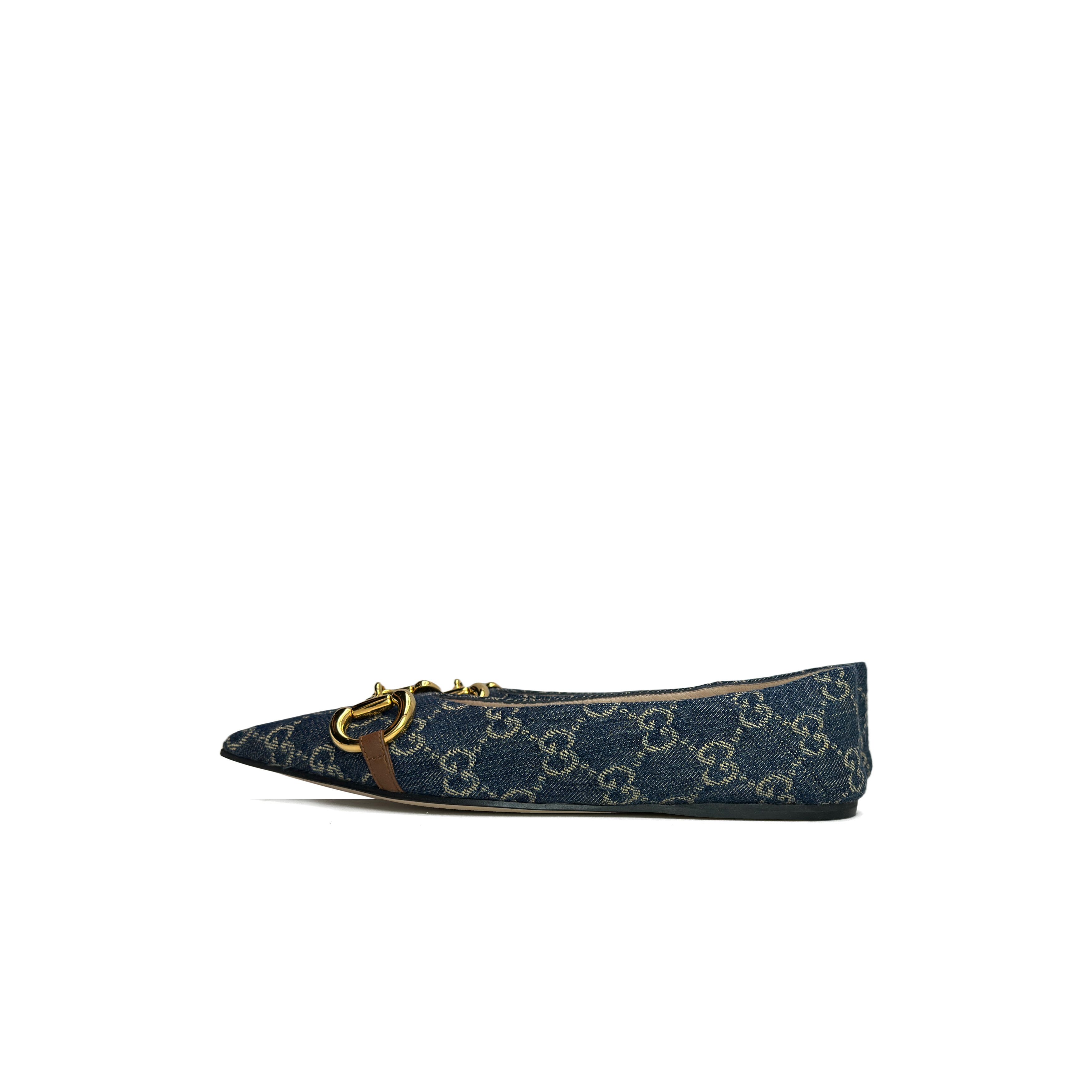 Gucci Gucci GG Denim Horsebit Ballet Flats Size 35 Size US 5 / IT 35 - 1 Thumbnail
