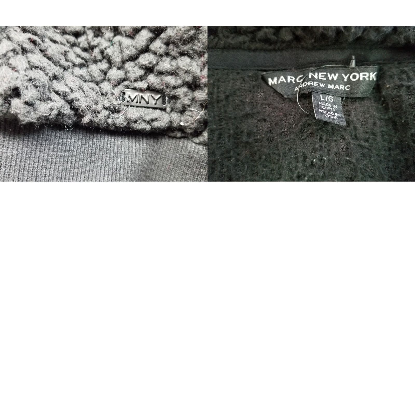 Vintage Marc New York Jacket Womens Large Black Sherpa Full Zip Long Sleeve Hooded Size L / US 10 / IT 46 - 8 Thumbnail