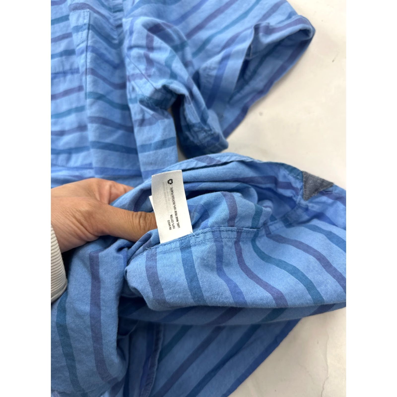 Gap Gap Men's XL Blue Striped Short Sleeve Oxford Shirt Casual Summer Spring Button-Down Size US XL / EU 56 / 4 - 5 Thumbnail