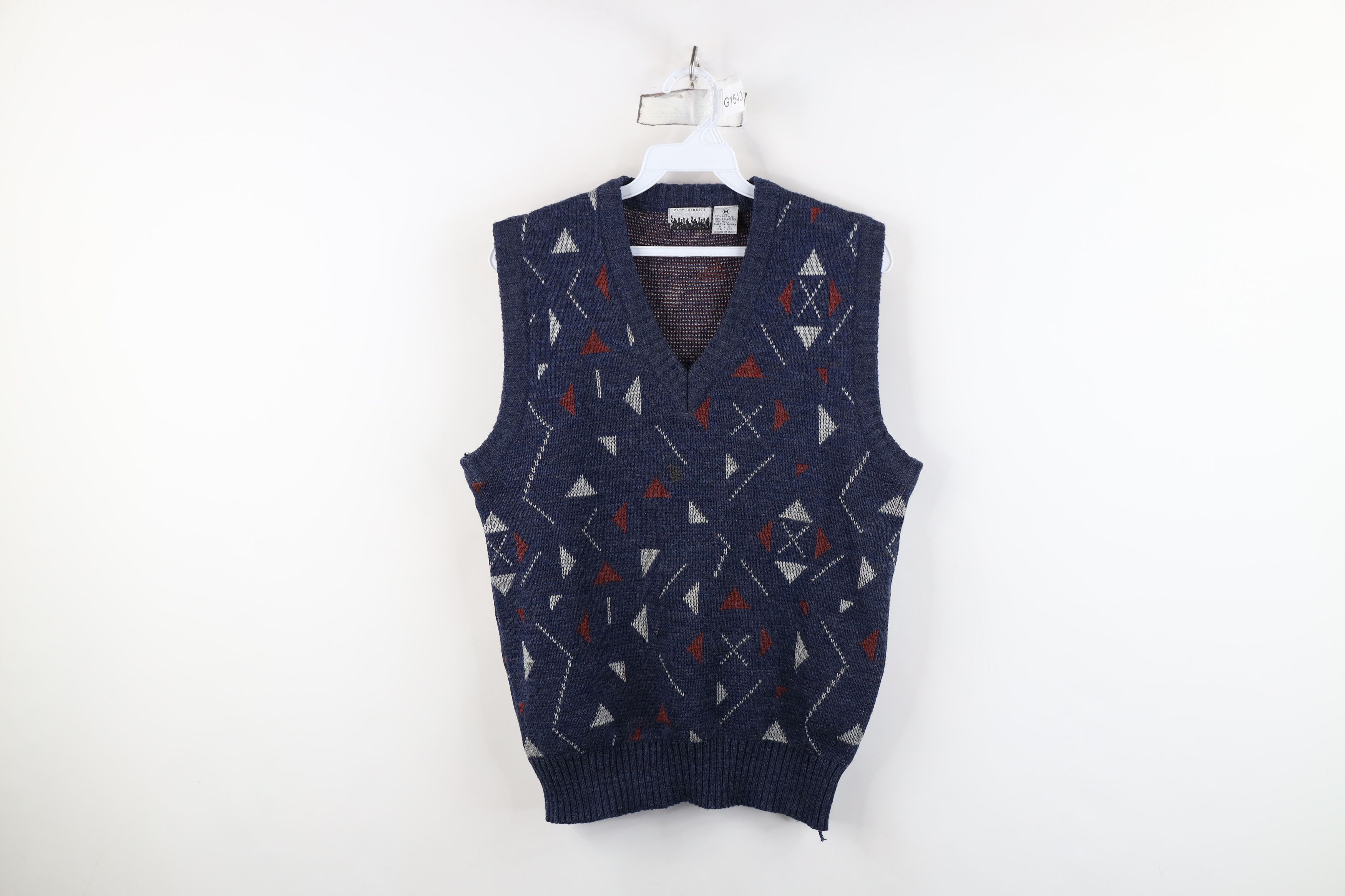 Vintage Vintage 90s Streetwear Blend Geometric Knit Sweater Vest Size M / US 6-8 / IT 42-44 - 1 Thumbnail