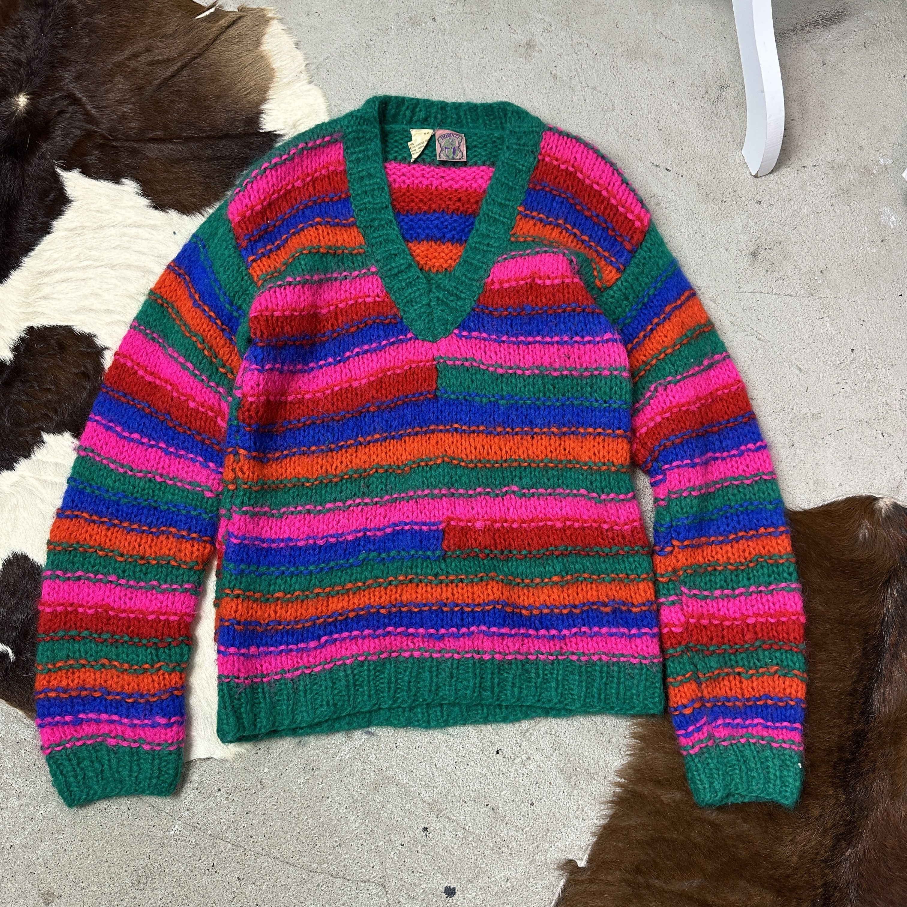 Fiorucci Vintage Woolen Striped Knitted Fiorucci Sweater Y2K Size M / US 6-8 / IT 42-44 - 2 Thumbnail