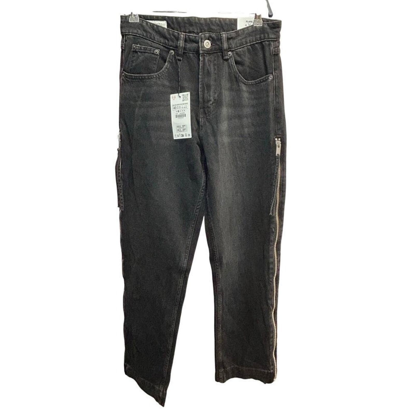 Zara Nwt-Zara - flared zippers jeans -31 Size US 31 - 4 Thumbnail
