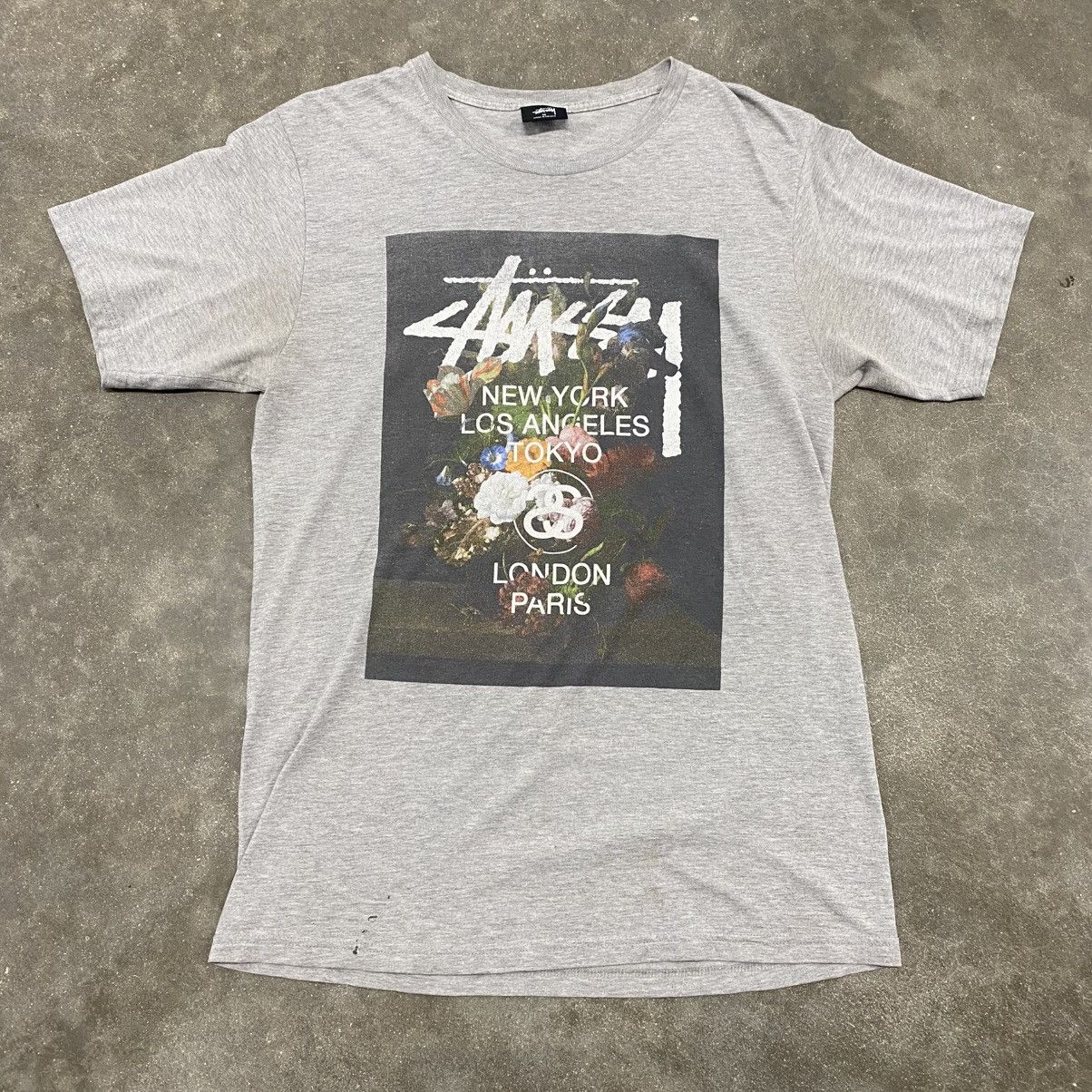 Stussy Vintage Faded Distressed Stussy World Tour Floral Tee Size US M / EU 48-50 / 2 - 1 Thumbnail