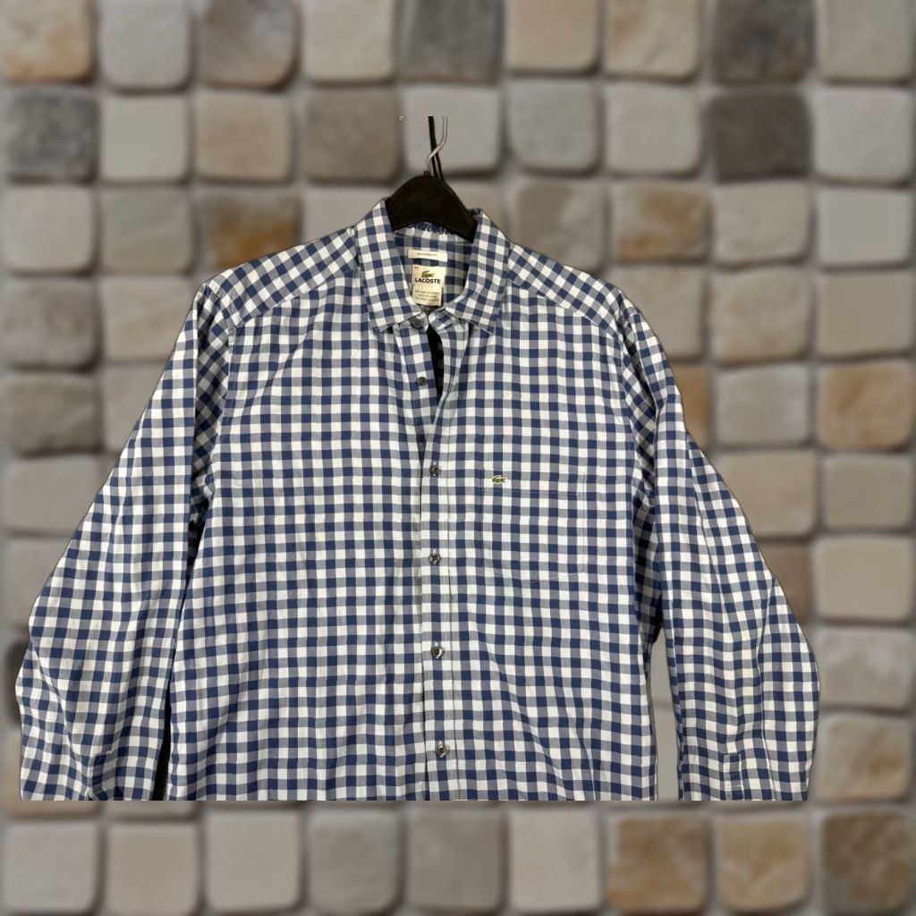 Lacoste Lacoste Shirt Mens Medium 42 Blue White Checked Modern Fit Button-Up Long Sleeve Mens Size US M / EU 48-50 / 2 - 1 Thumbnail