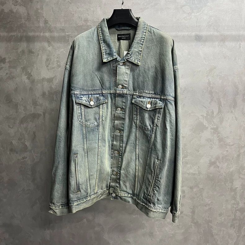 Balenciaga Balenciaga Blue Denim Jacket with Logo Print-25